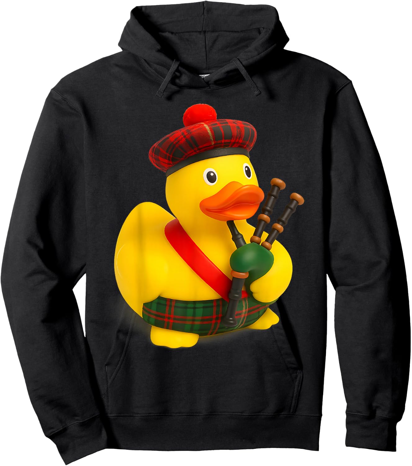 Scottish Bagpiper Rubber Duck Bagpipes Hoodie - Hoodie | Black