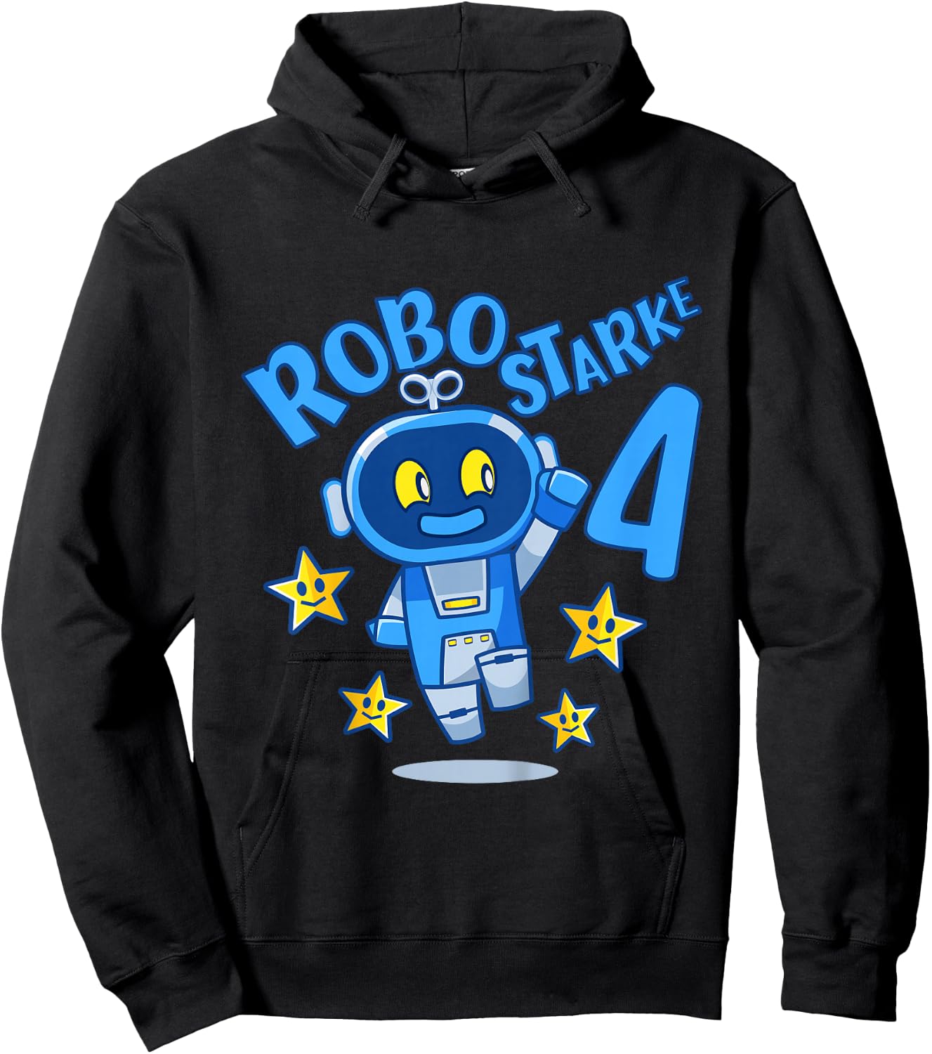 Children's Robot Birthday Shirt 4 Years Boy 4 Birthday , black, 80 Hoodie - Hoodie | Black