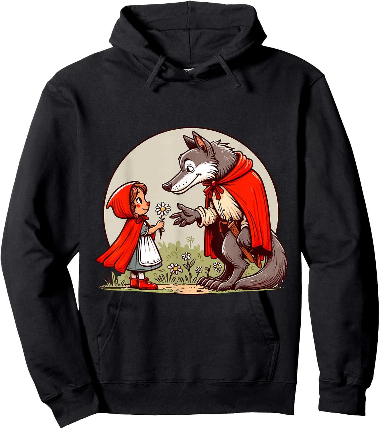 Little Red Riding Hood Fairy Tale Wolf Character Children's Cute , black Hoodie - Hoodie | Black