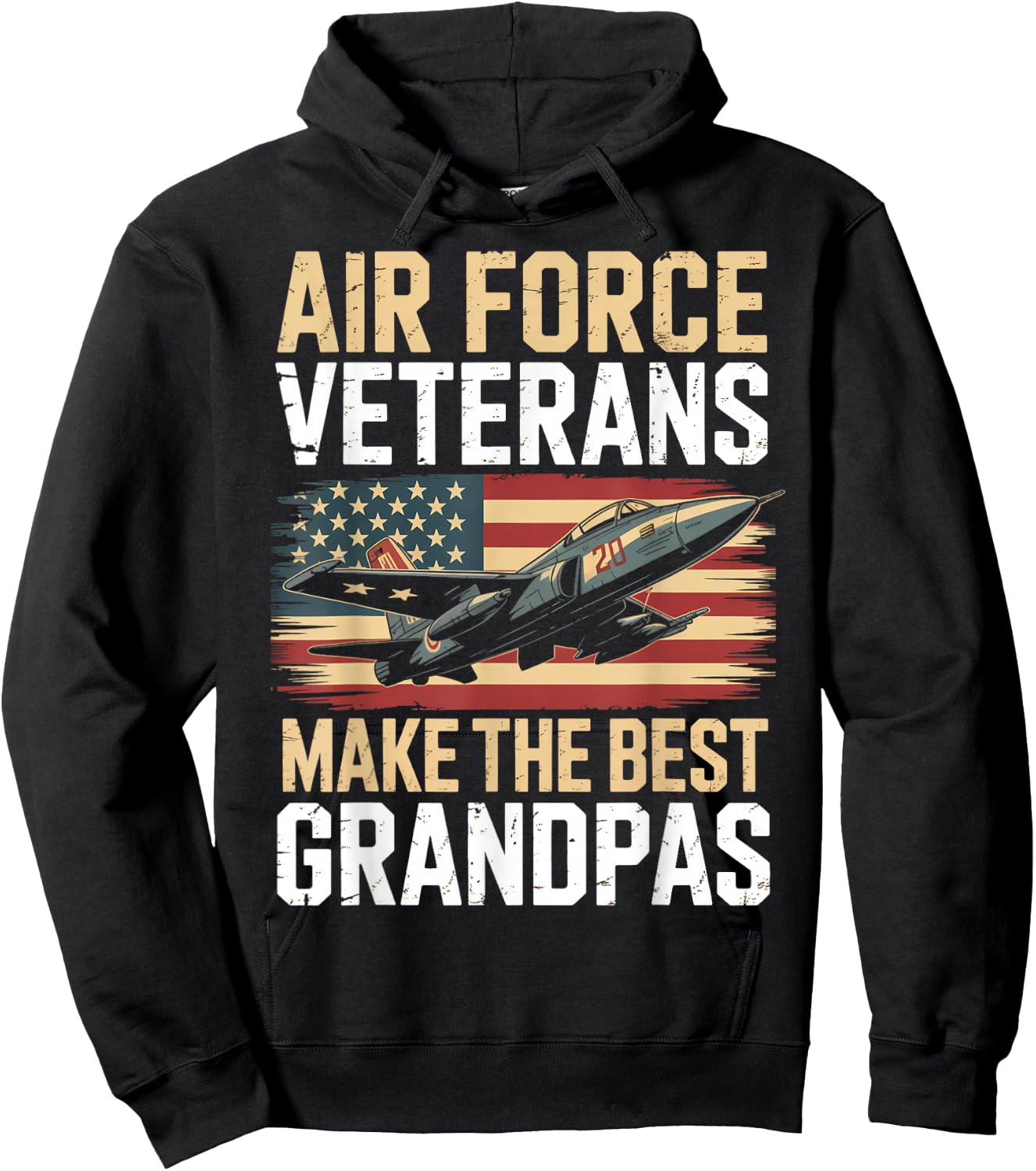 Air Force Grandpa American Patriotic Fighter Pilot Veteran Hoodie - Hoodie | Black