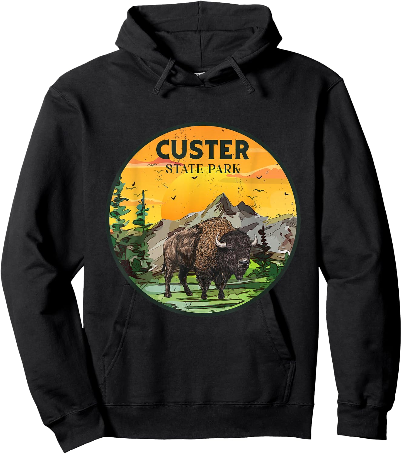 Custer State Park South Dakota Bison Outdoor Hiking Camping Hoodie - Hoodie | Black