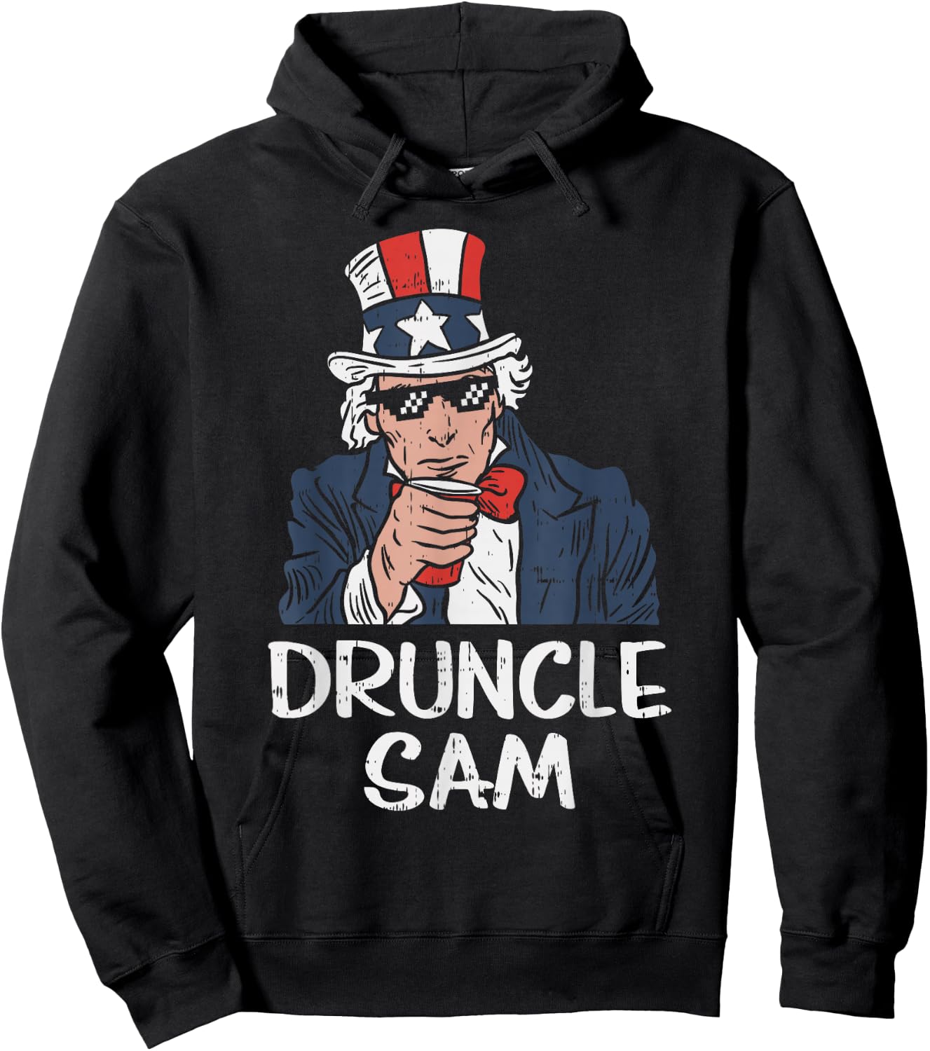 Druncle Sam Funny Uncle Sam Beer 4th Of July Party Drinking Hoodie - Hoodie | Black