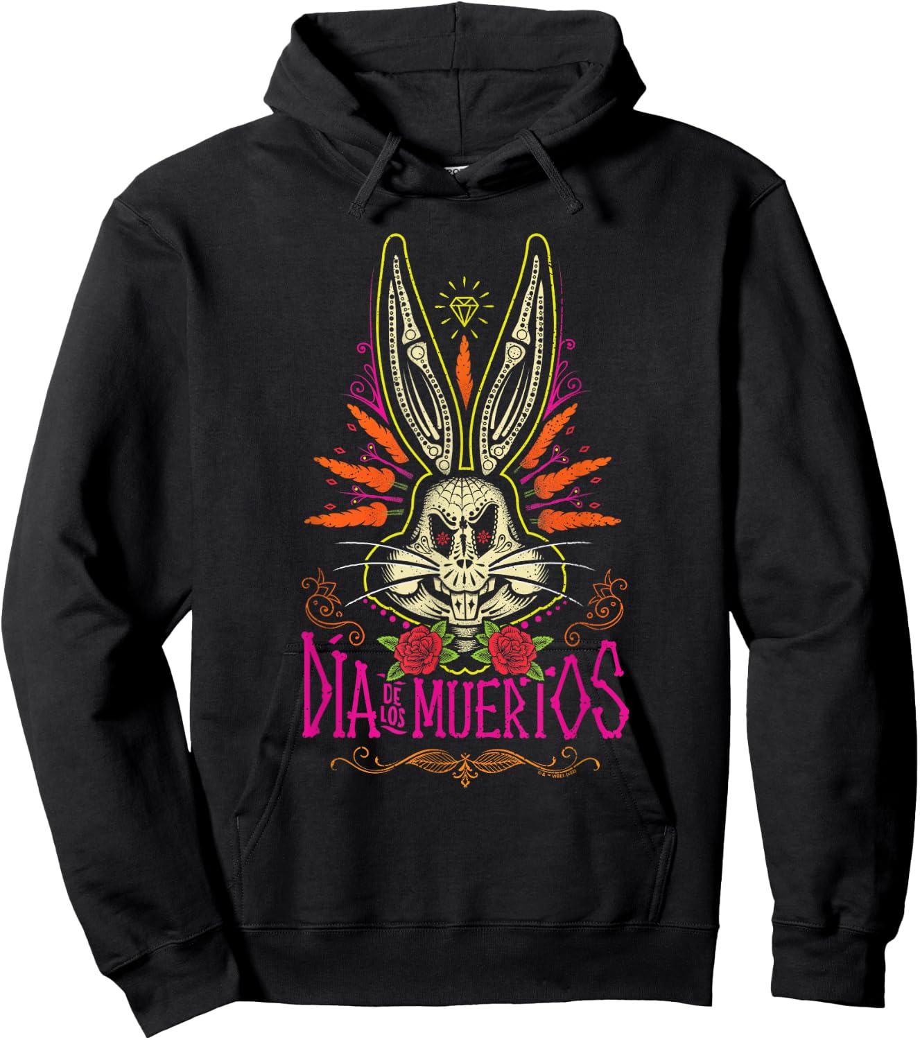 Looney Tunes Dia De Los Muertos Creepy Bugs Bunny Halloween , black, s Hoodie - Hoodie | Black