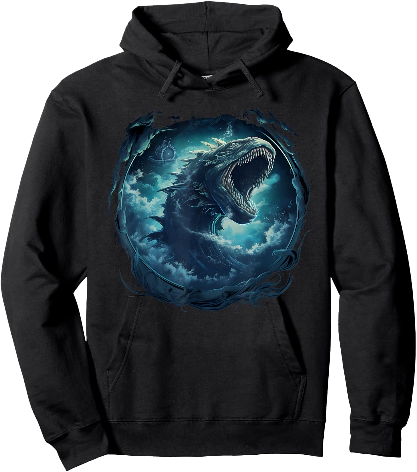 Sea Monster Leviathan Ocean Creature Vintage Art Graphic Hoodie - Hoodie | Black