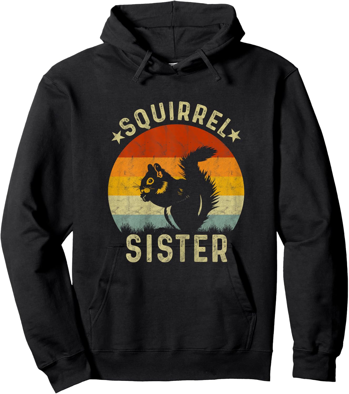 Vintage Squirrel Graphic for Squirrel Lover Sister Retro Hoodie - Hoodie | Black