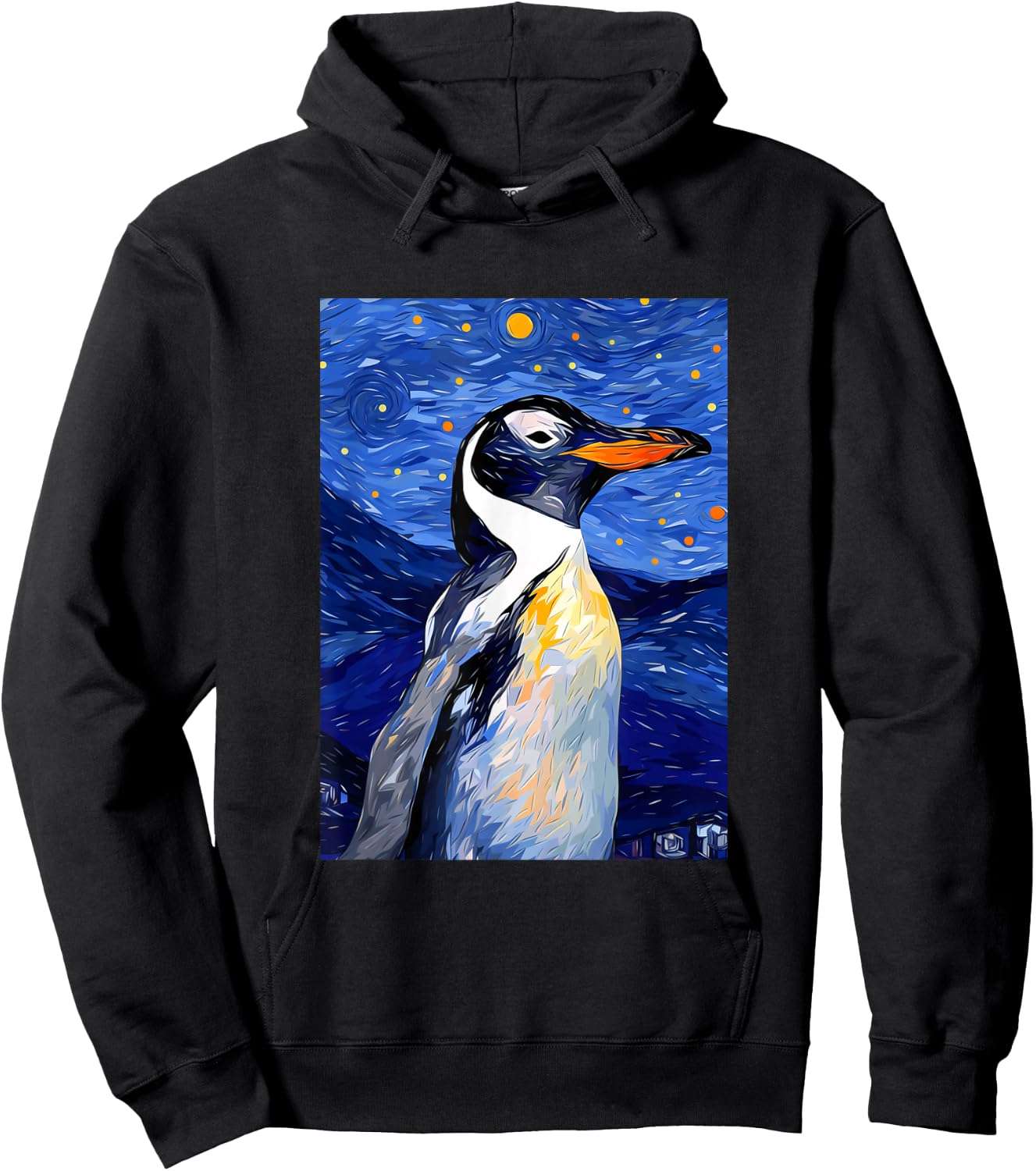 Gentoo Penguin Starry Night Painting Men Women Kids Hoodie - Hoodie | Black