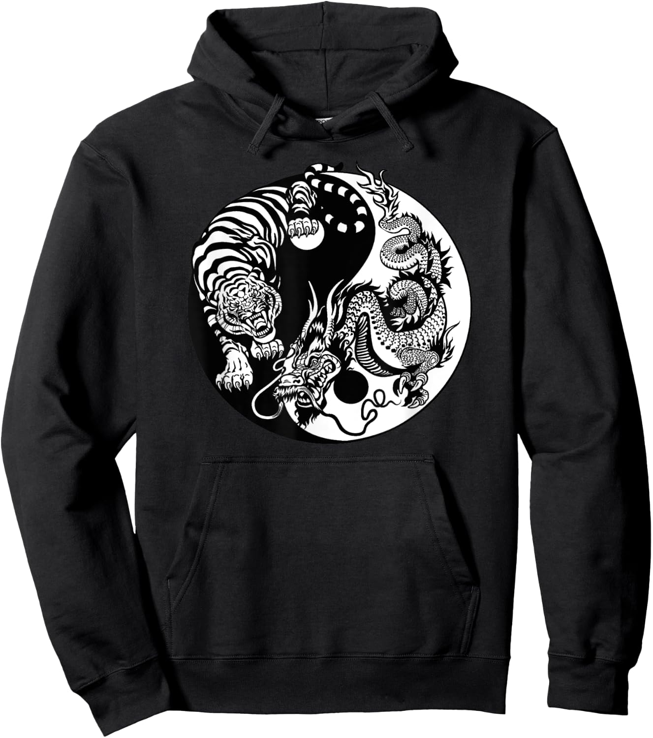 Yin Yang Dragon Tiger Hoodie - Hoodie | Black