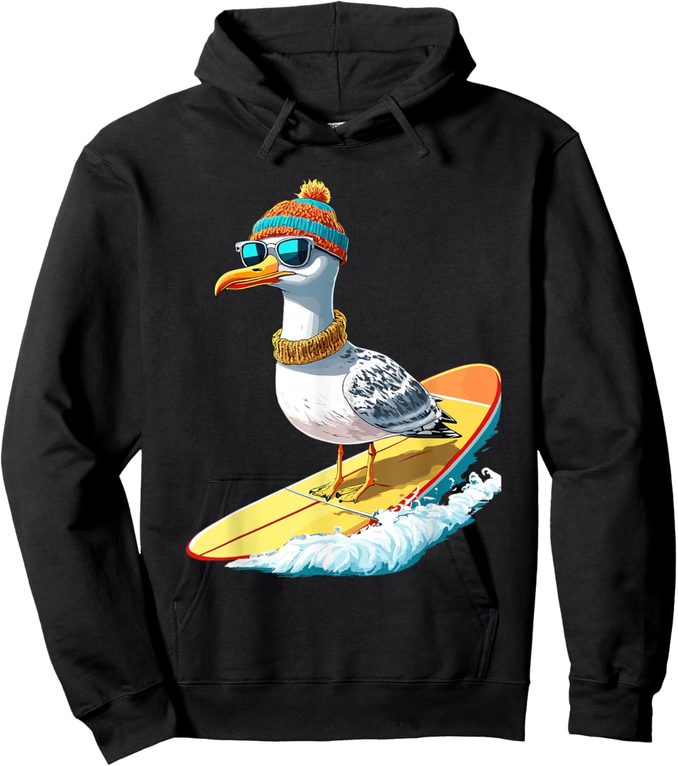 Seagull Surf Surf Sea Holiday Cool , Black, S Hoodie - Hoodie | Black