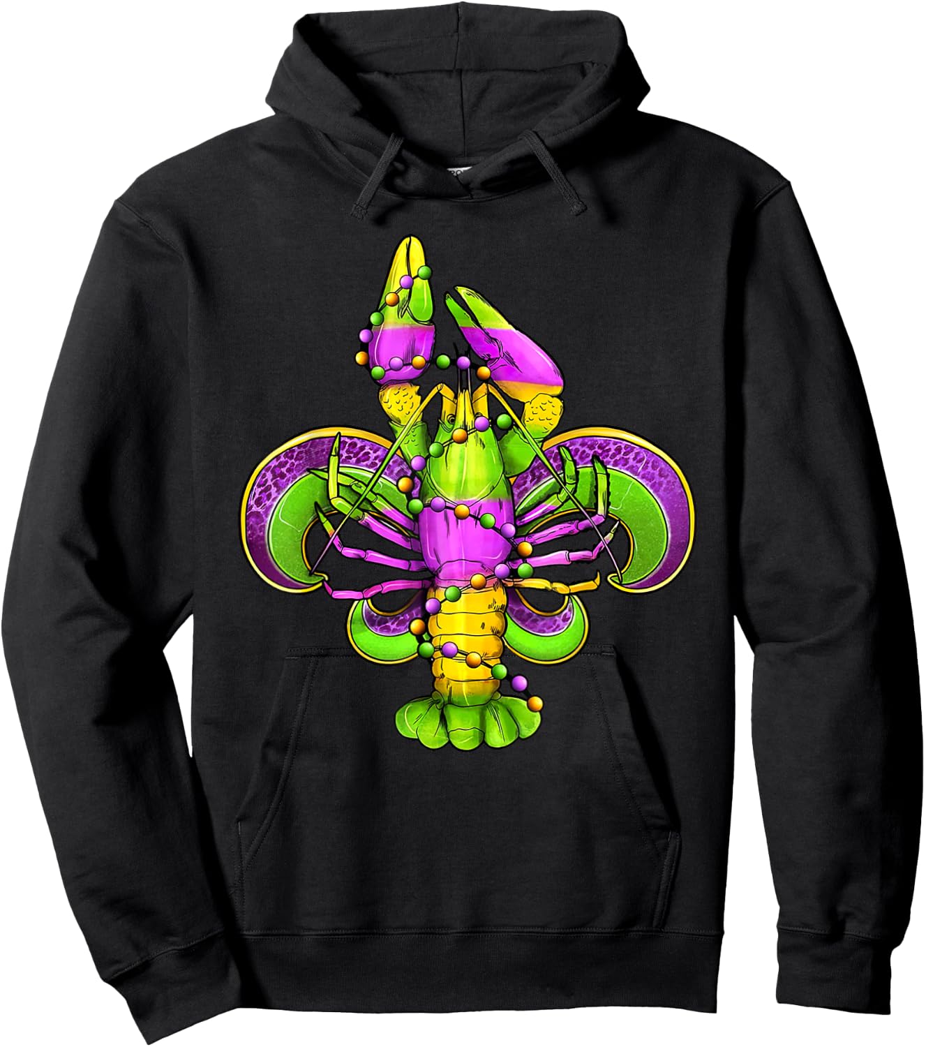 Mardi Gras Fleur De Lis Crawfish Leopard Costume Hoodie - Hoodie | Black