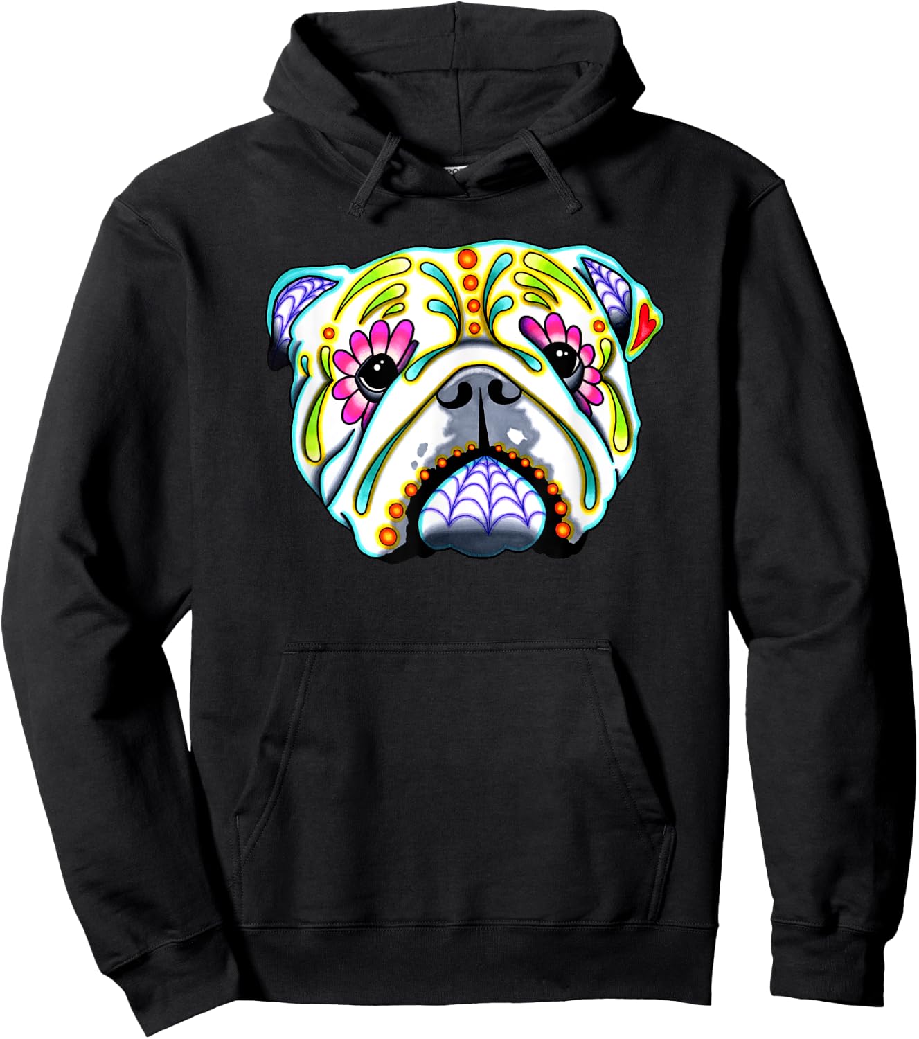 English Bulldog - Day of the Dead Sugar Skull Dog Hoodie - Hoodie | Black