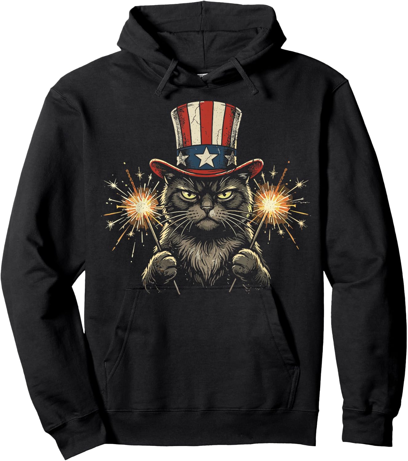 USA Black Cat 4th of July Hoodie - Hoodie | Black