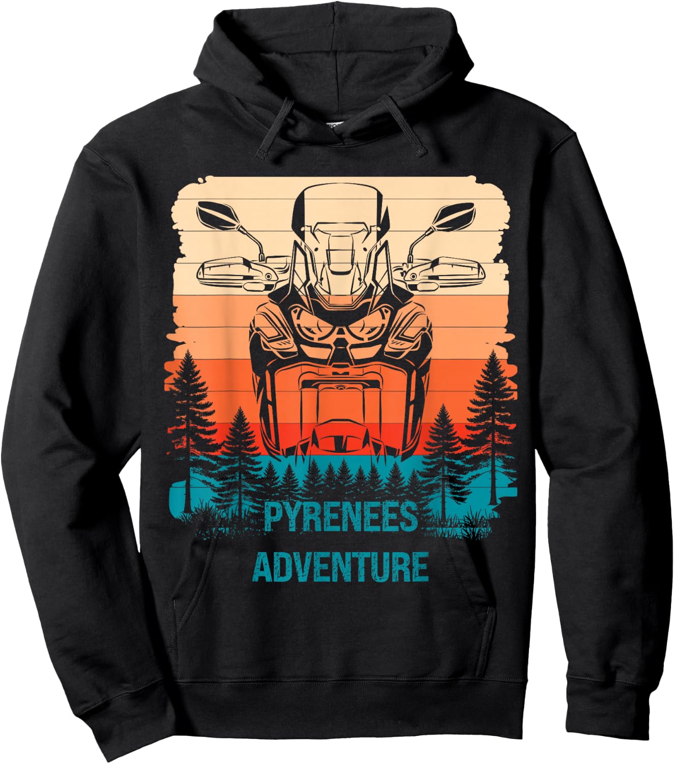 Pyrenees Twin Adventure Rider CRF Edition Biker Travel Retro , Black, S Hoodie - Hoodie | Black