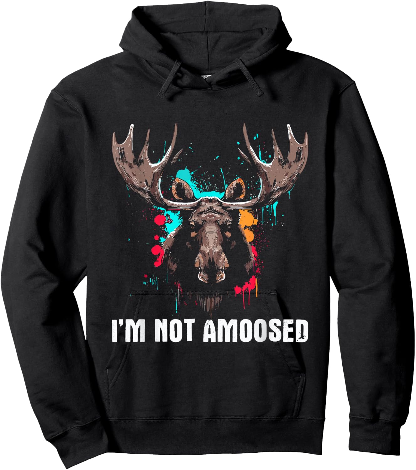 I'm Not Amoosed - Funny Vintage Not Amused Moose Pun Joke Hoodie - Hoodie | Black