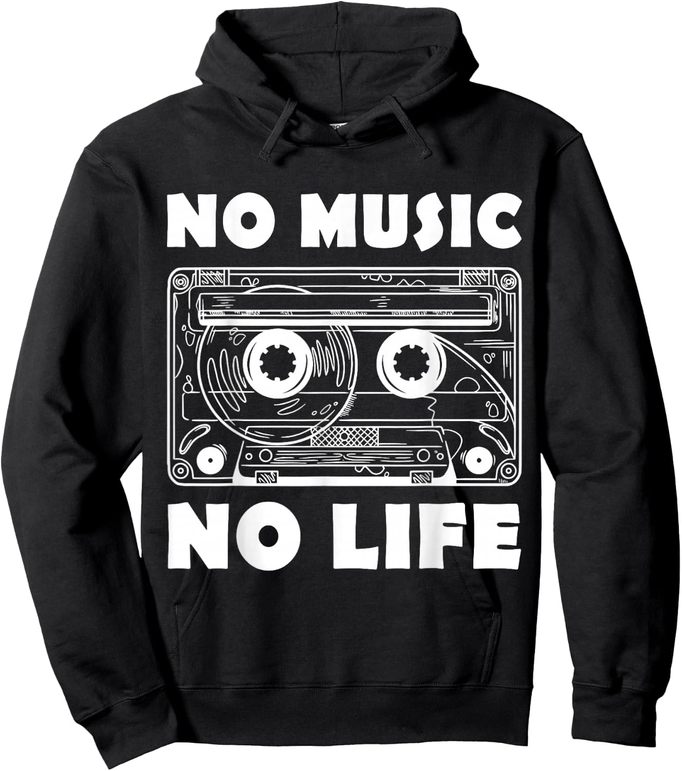No Music No Life Cassette Tape 80s 90s Music Vintage Party Hoodie - Hoodie | Black
