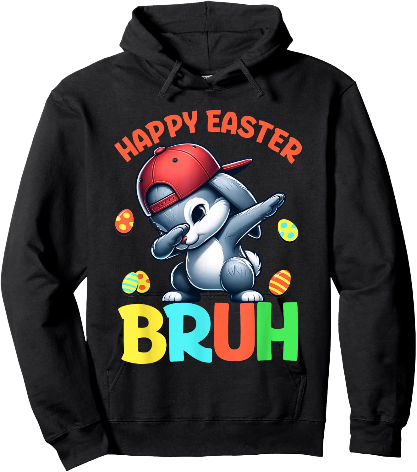 Bruh Easter Teens Boys Kids Happy Easter Bruh Hoodie - Hoodie | Black