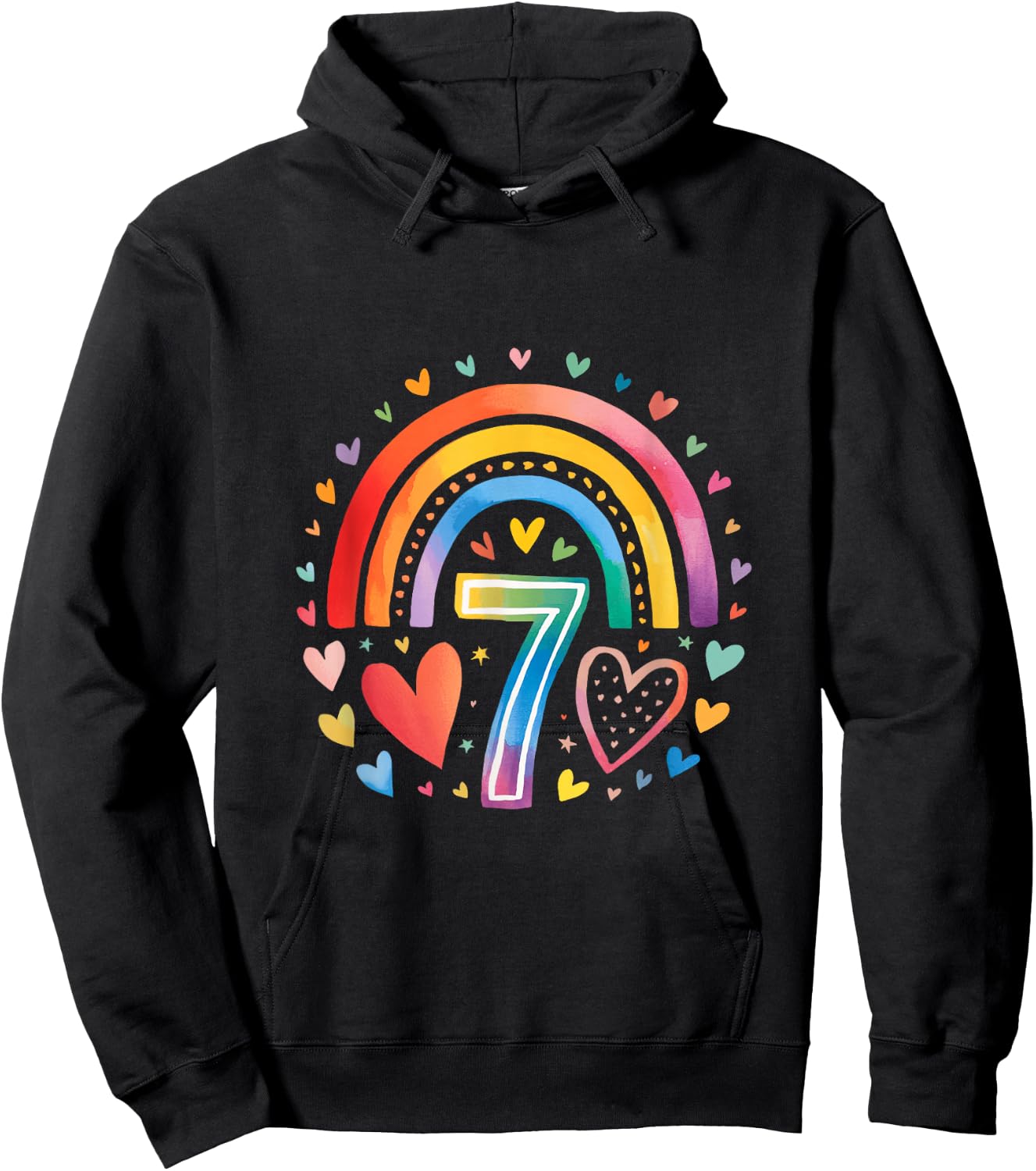 J'ai Déjà 7 Ans - Design Anniversaire Arc-en-ciel Pour Fille Hoodie - Hoodie | Black