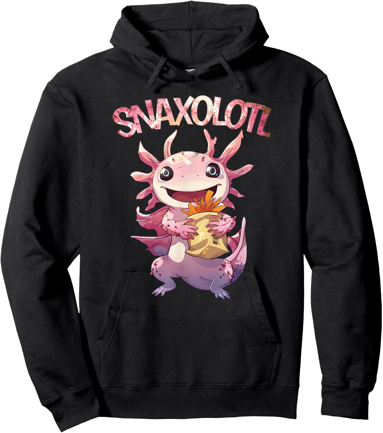 Cute Axolotl Salamander Lover Snaxolotl Axolotl Snacks Hoodie - Hoodie | Black