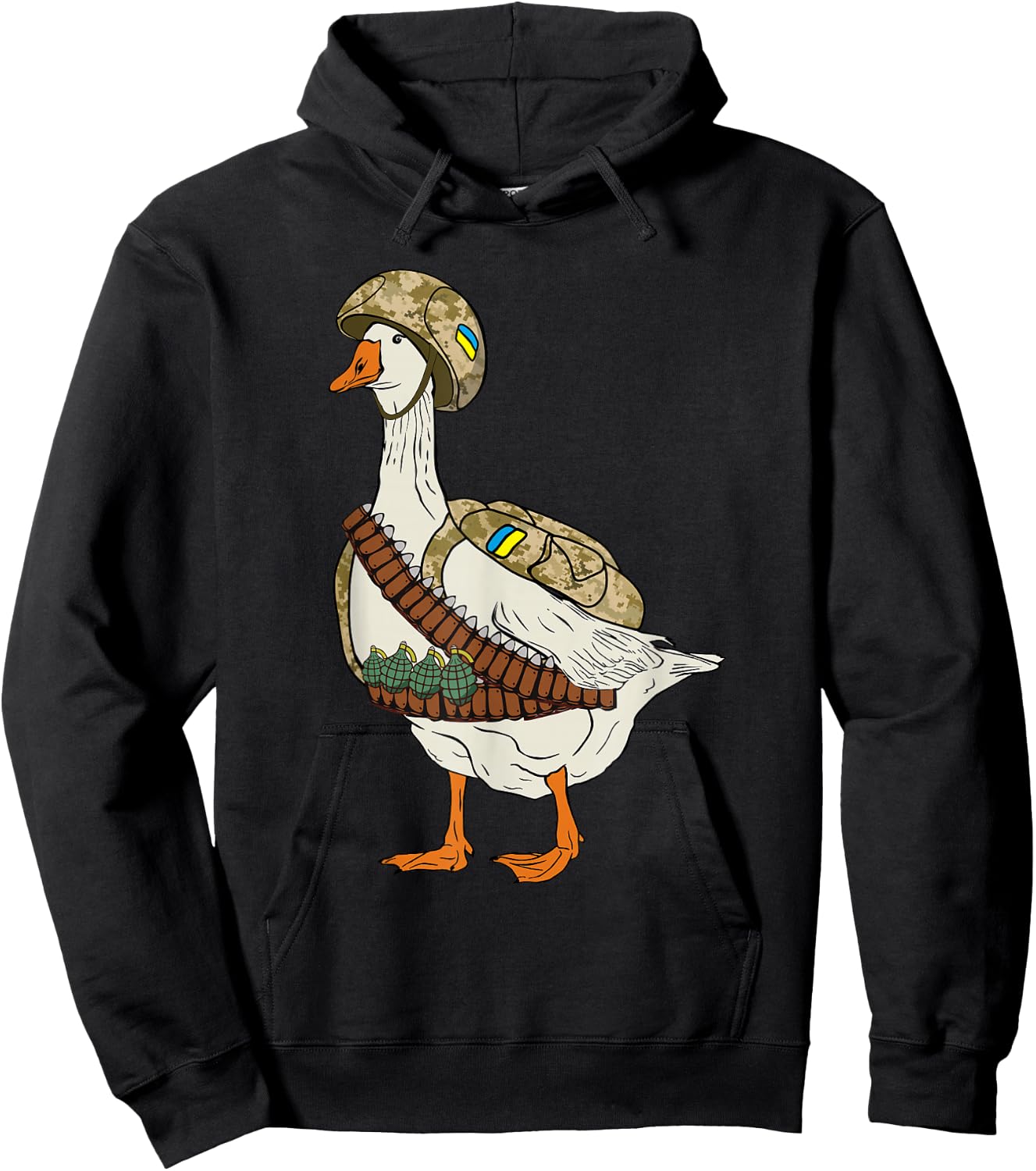 Ukrainian military goose combat solder funny Russian joke Hoodie - Hoodie | Black