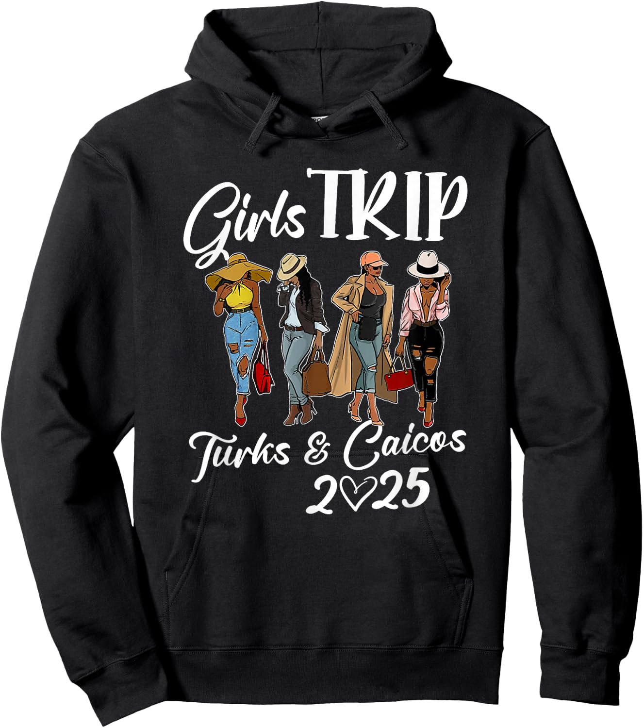 Turks & Caicos Girls Trip 2025 Birthday Squad Women Vacation Hoodie - Hoodie | Black