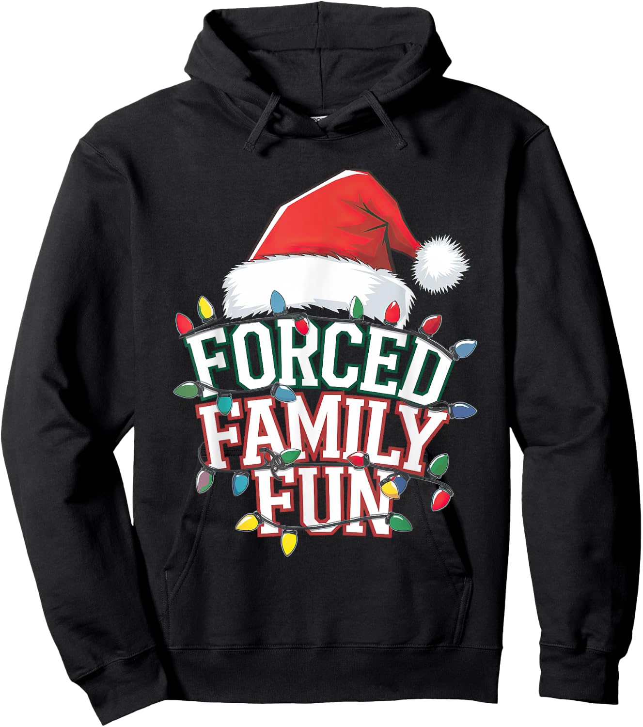 Forced Family Fun Christmas - Black Adults Small Short Sleeve Hoodie - Hoodie | Black