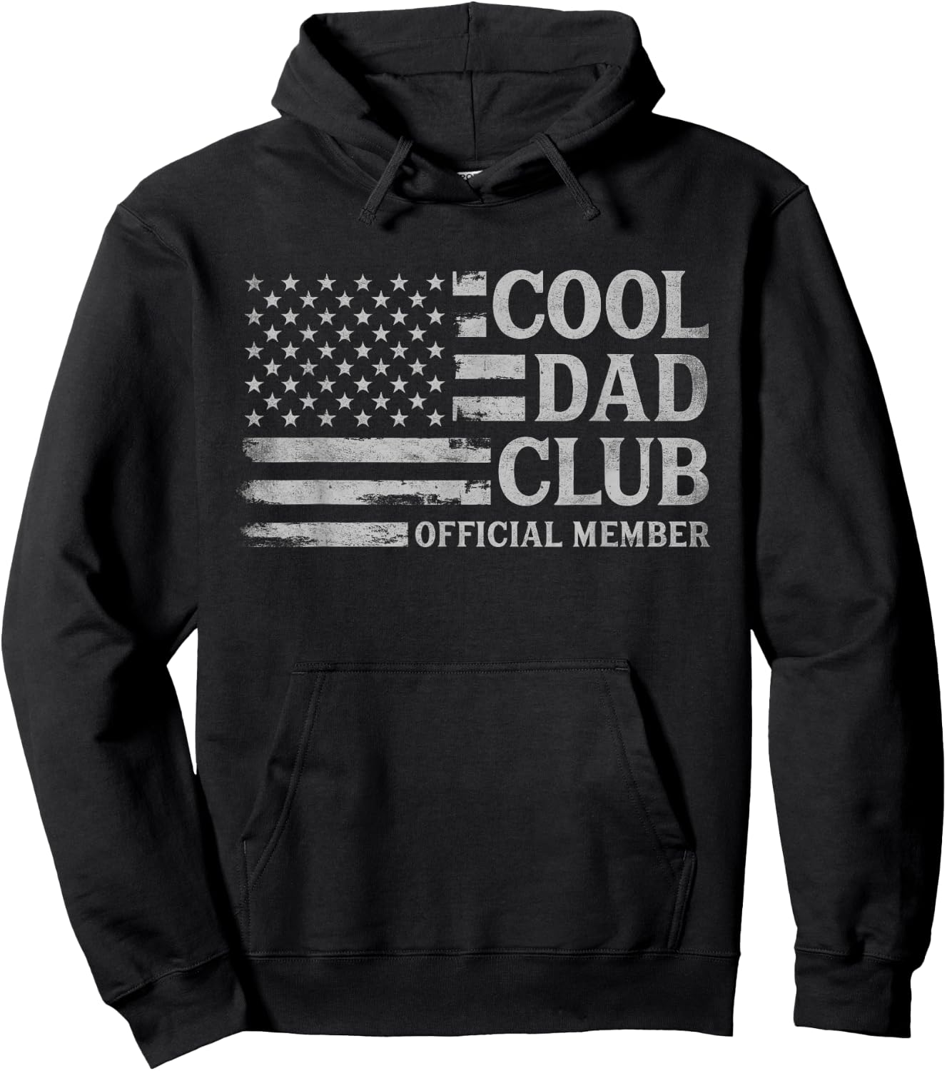 Cool Dad Club Grey USA Flag Father's Day Vintage Papa Hoodie - Hoodie | Black