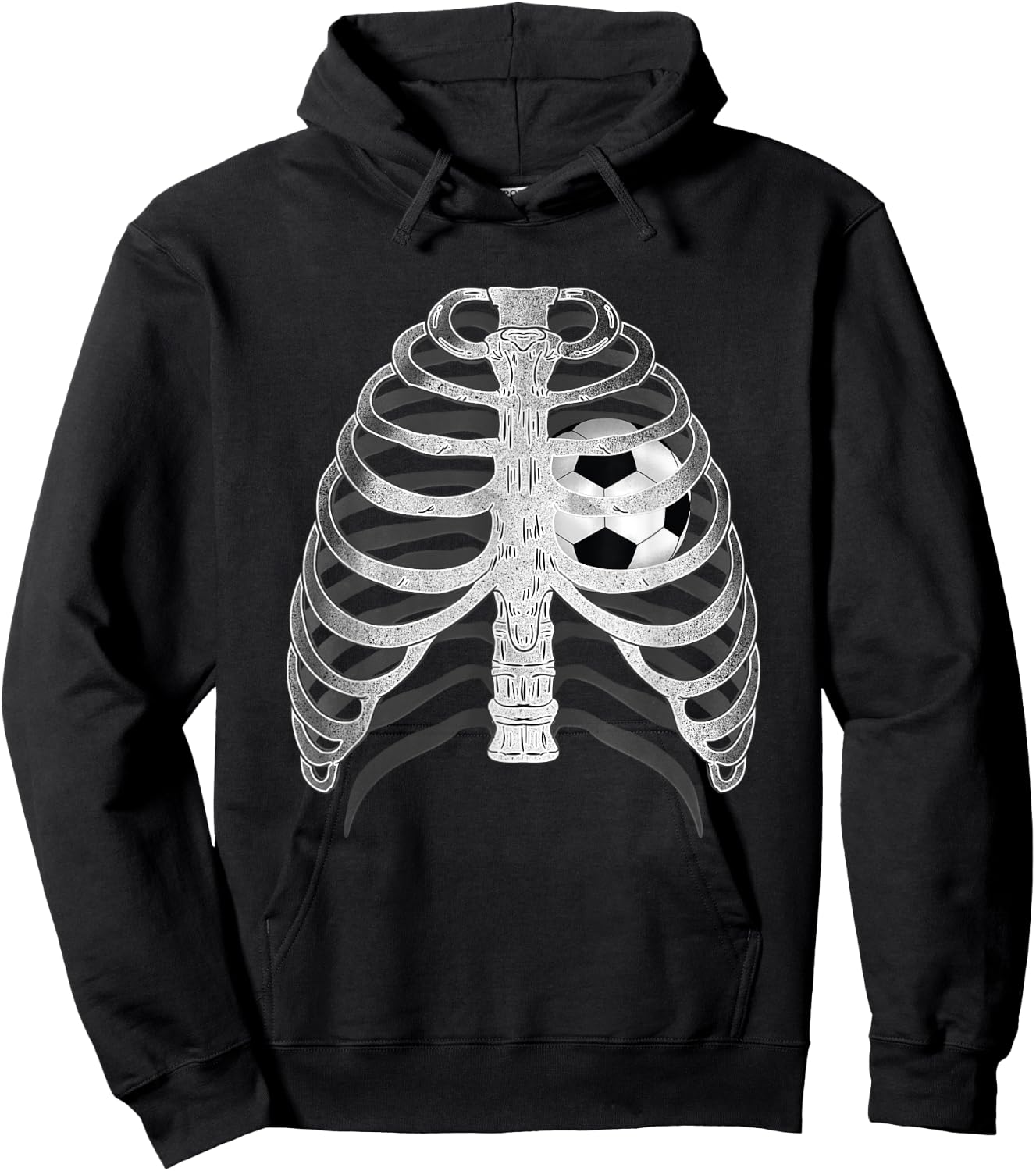Skeleton X-ray Ribcage Soccer Ball Heart Halloween Hoodie - Hoodie | Black
