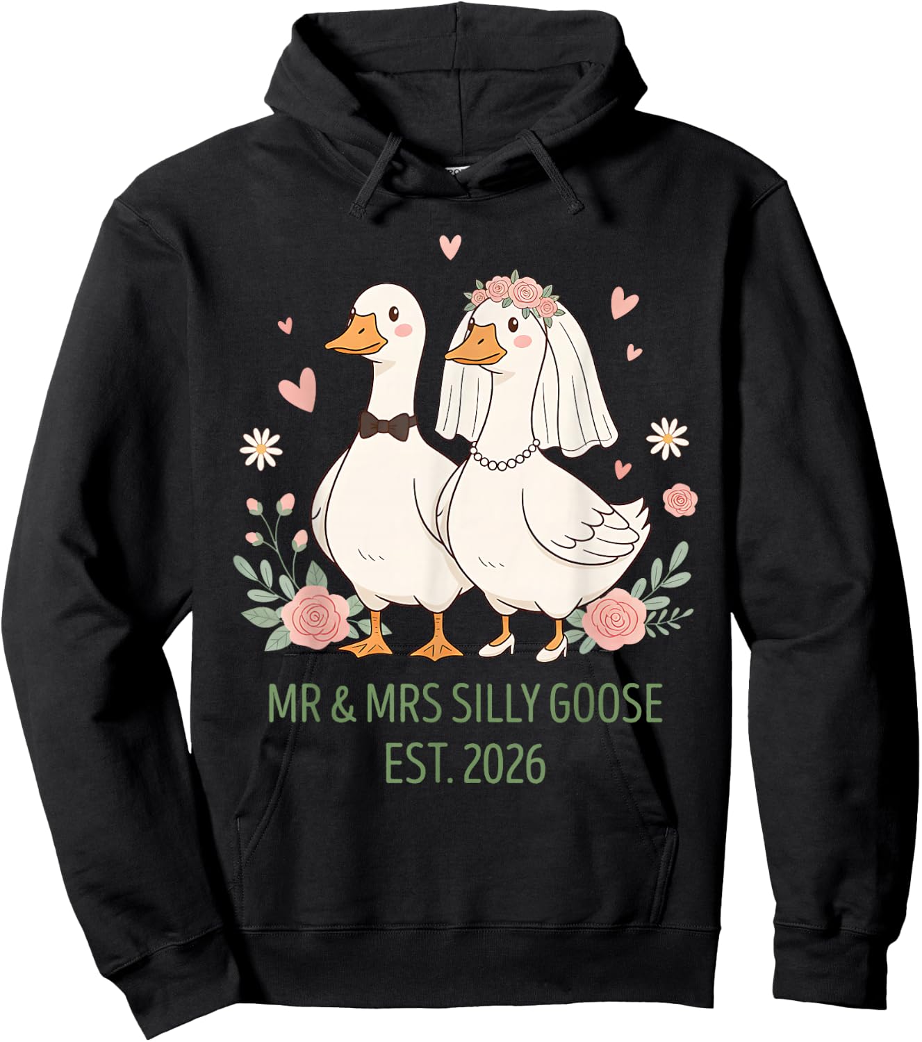 Mr and Mrs Silly Goose, Couple Matching Wedding Funny Meme Hoodie - Hoodie | Black