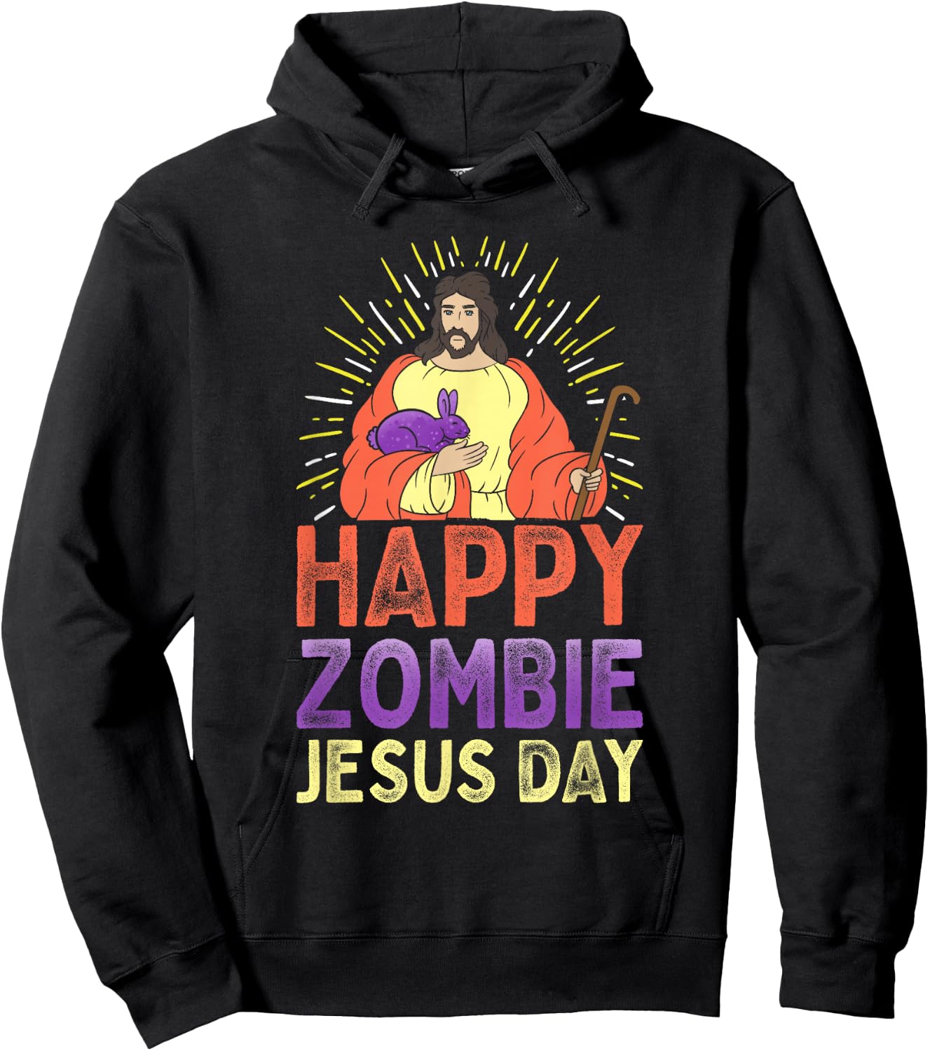 Cute Happy Zombie Jesus Day Easter Bunny Women Hoodie - Hoodie | Black