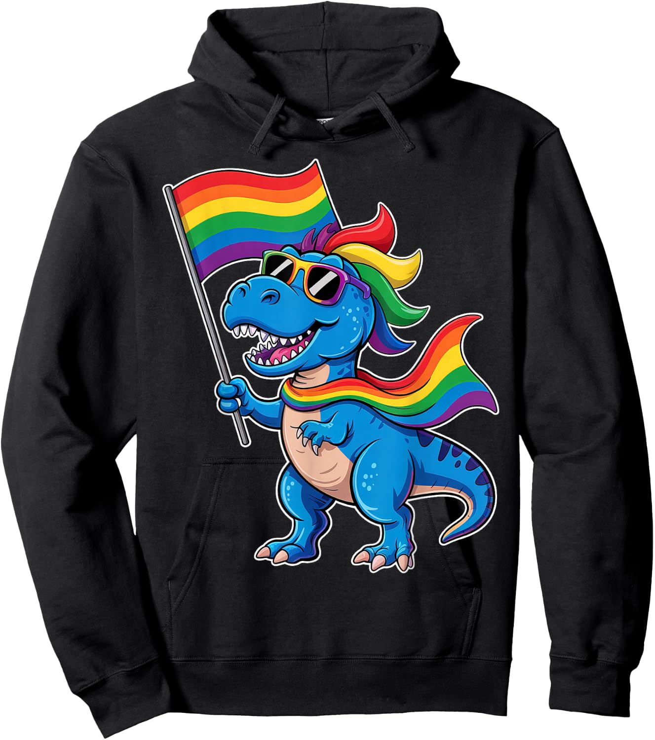 Dinosaur Gay Pride LGBT Rainbow Flag LGBTQ Allysaurus Hoodie - Hoodie | Black