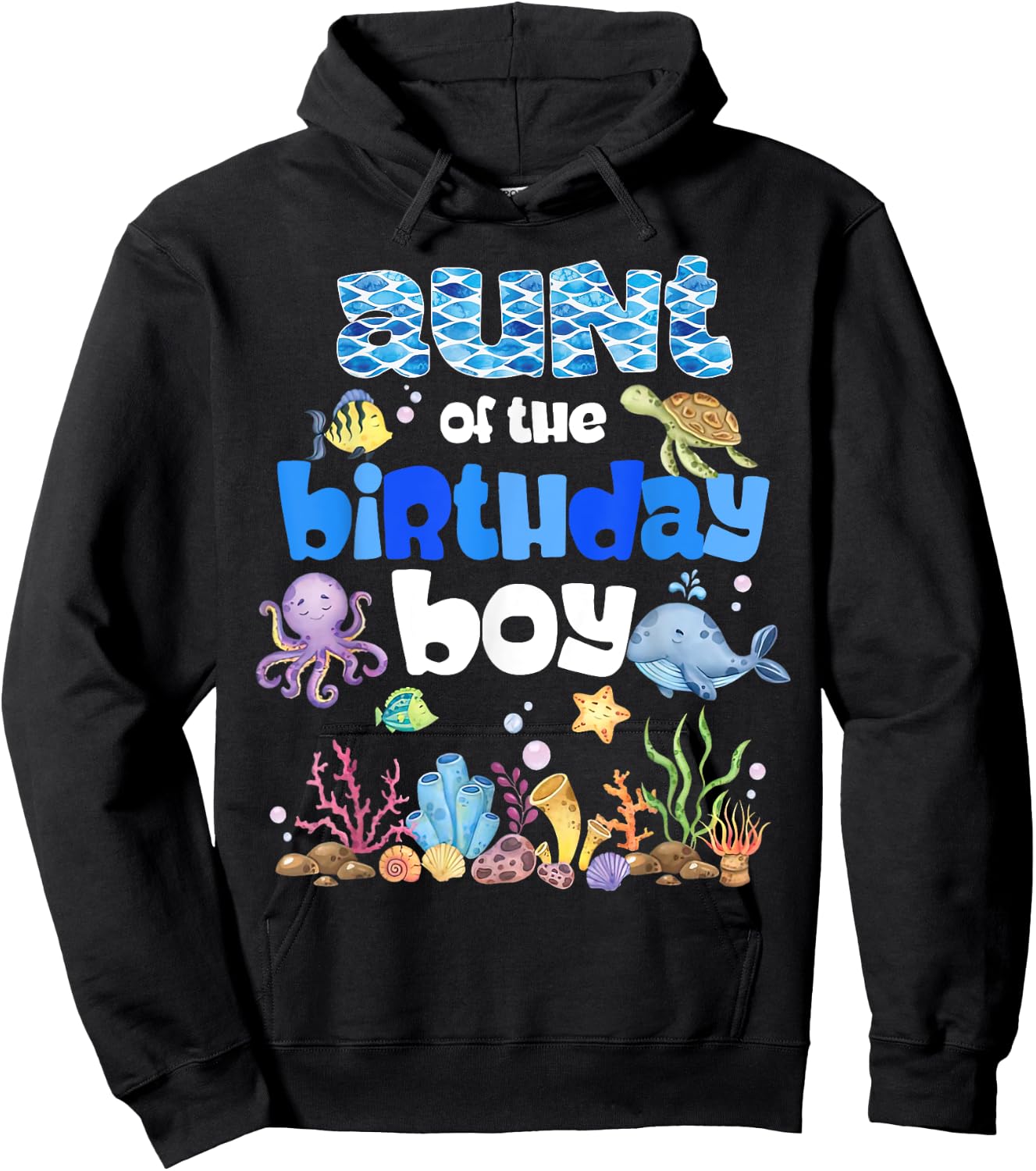 Aunt Of The Birthday Boy Sea Fish Ocean Animals Aquarium Hoodie - Hoodie | Black