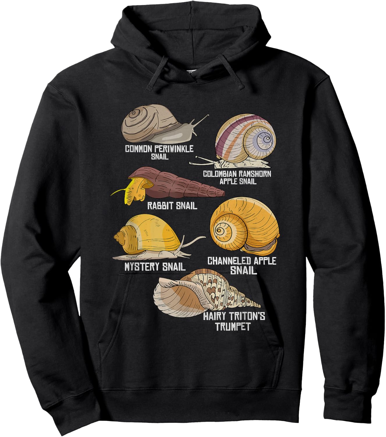 Water Snail Species Illustration Biology Water Snails Hoodie - Hoodie | Black