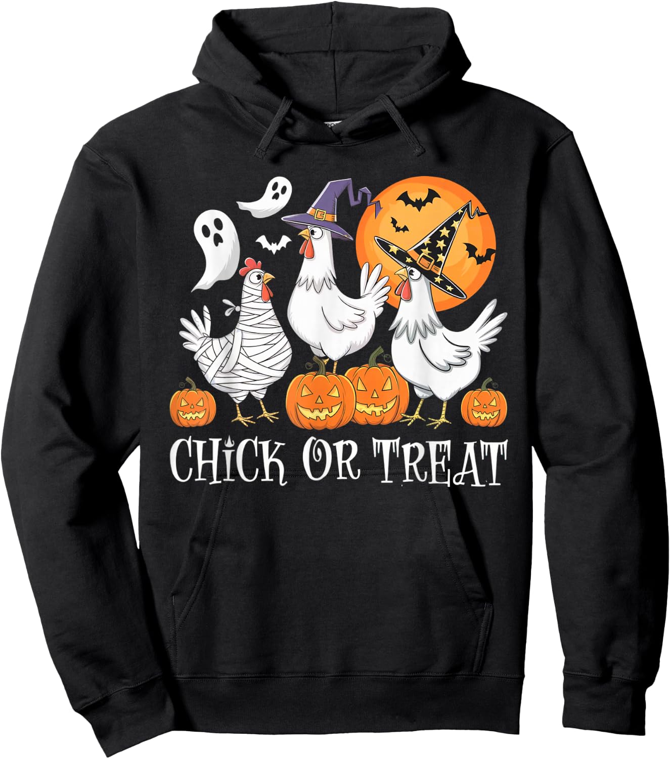 Funny Chicken Halloween Chick Or Treat Women Men Kids Hoodie - Hoodie | Black