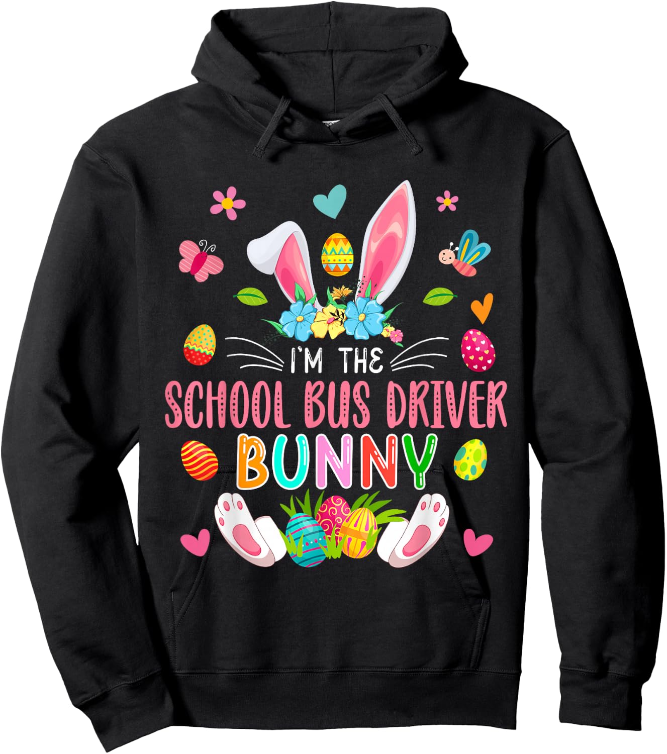 I'm The School Bus Driver Bunny Easter Bunny Costume Family Hoodie - Hoodie | Black