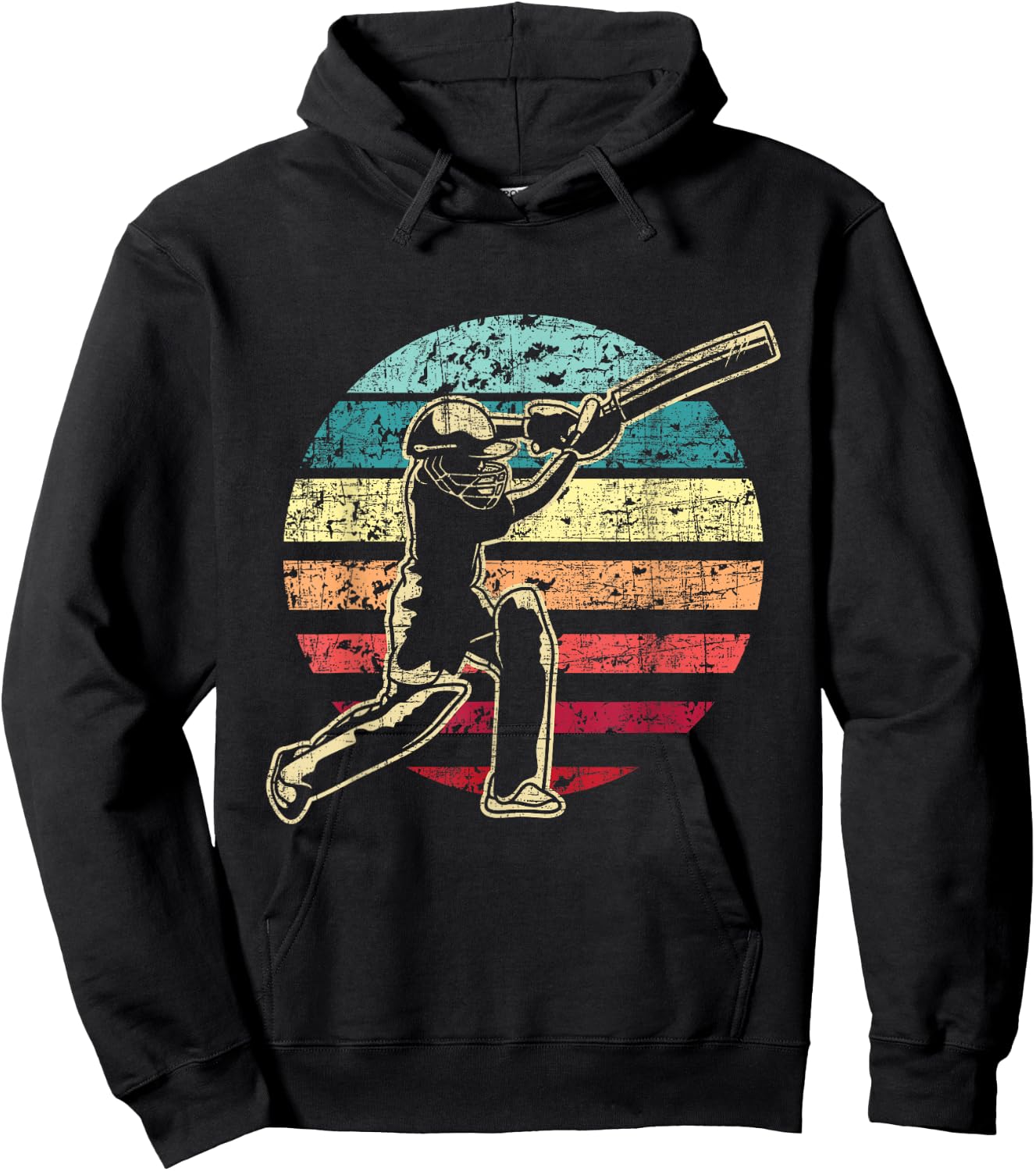 Retro Vintage Cricket Game - Cricketer Cricketing Batting Hoodie - Hoodie | Black