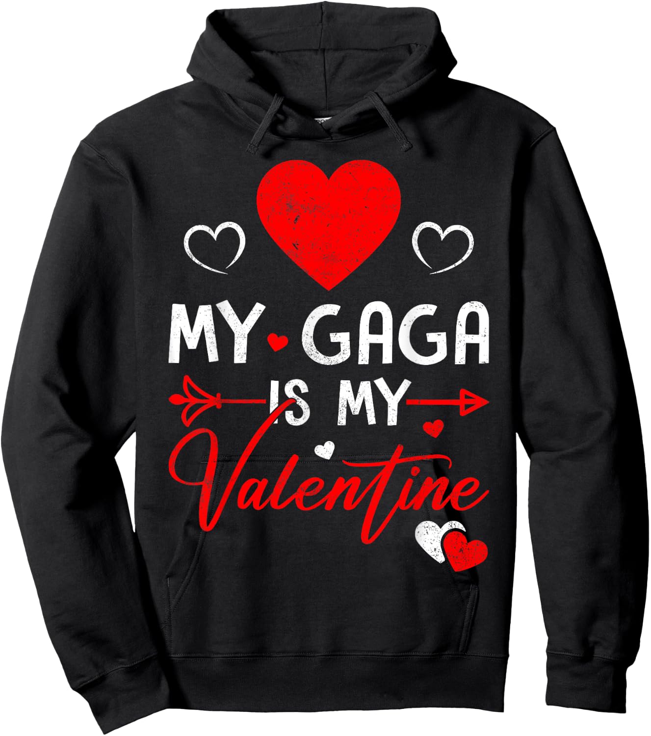 Family Matching Love Heart My Gaga Is My Valentine Hoodie - Hoodie | Black