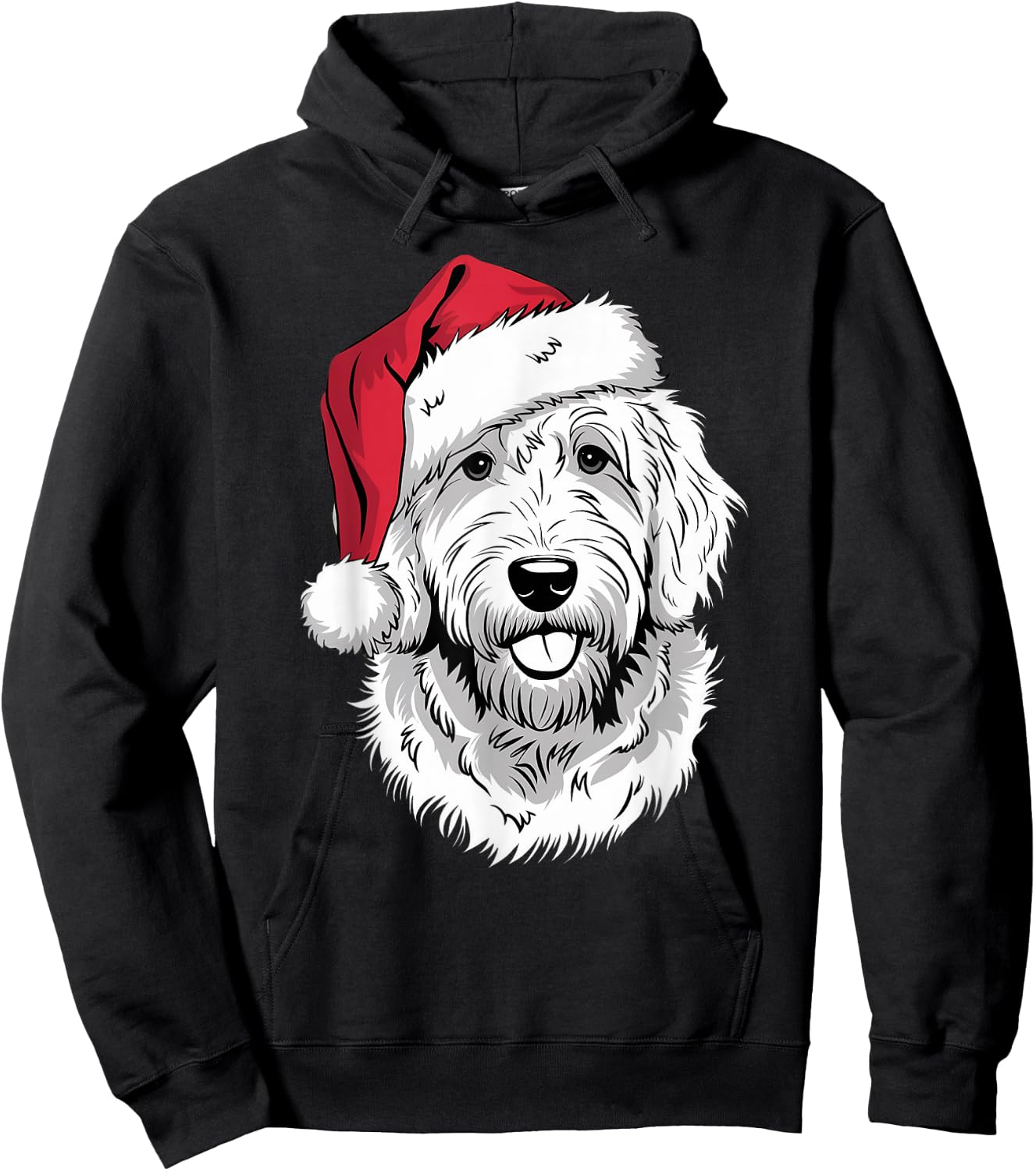 Joyful Doodle Santa Dog on Golden Doodle Christmas Women Kids Hoodie - Hoodie | Black