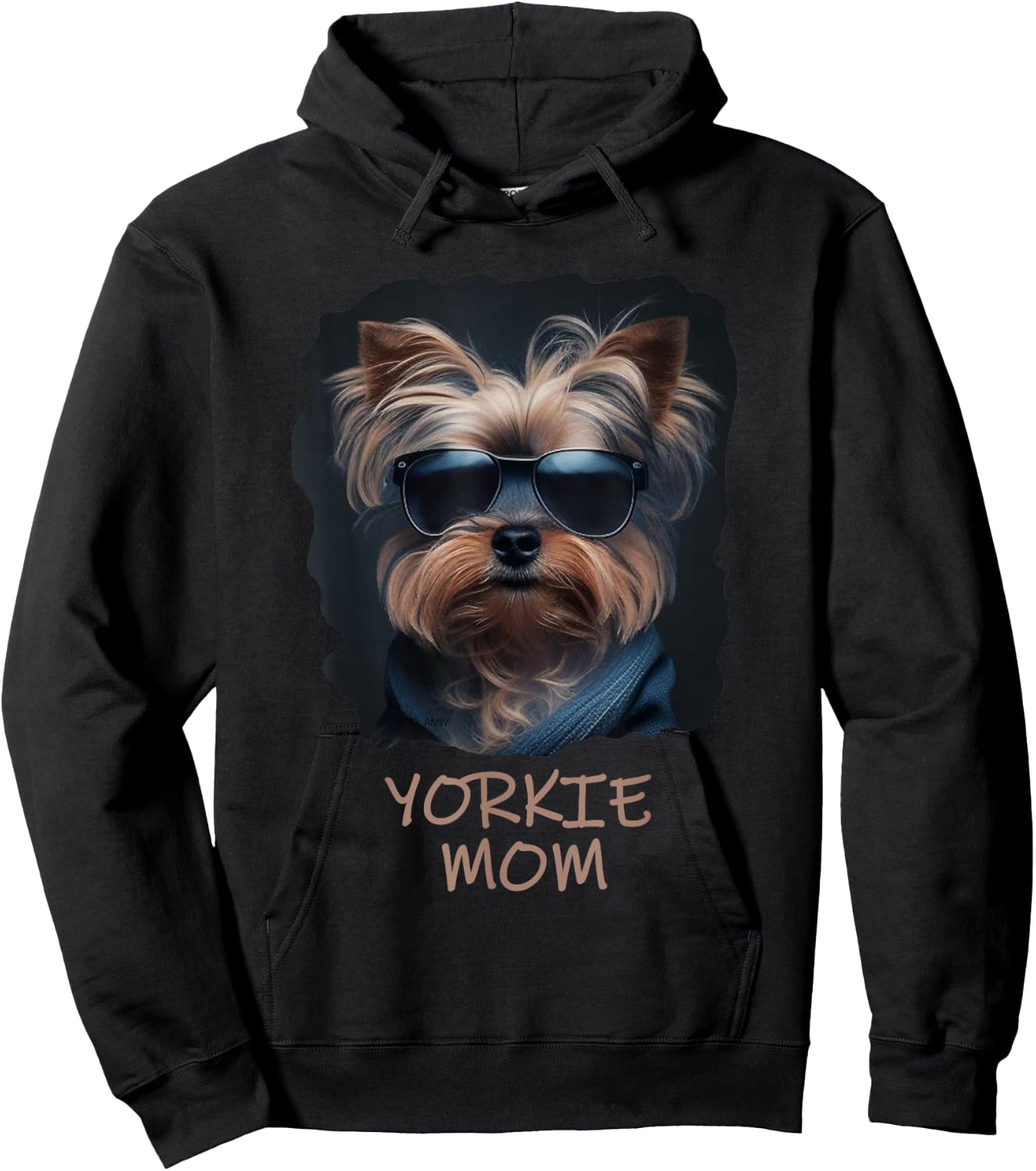 Yorkie Mom - cute cool dog in sunglasses (C) Hoodie - Hoodie | Black