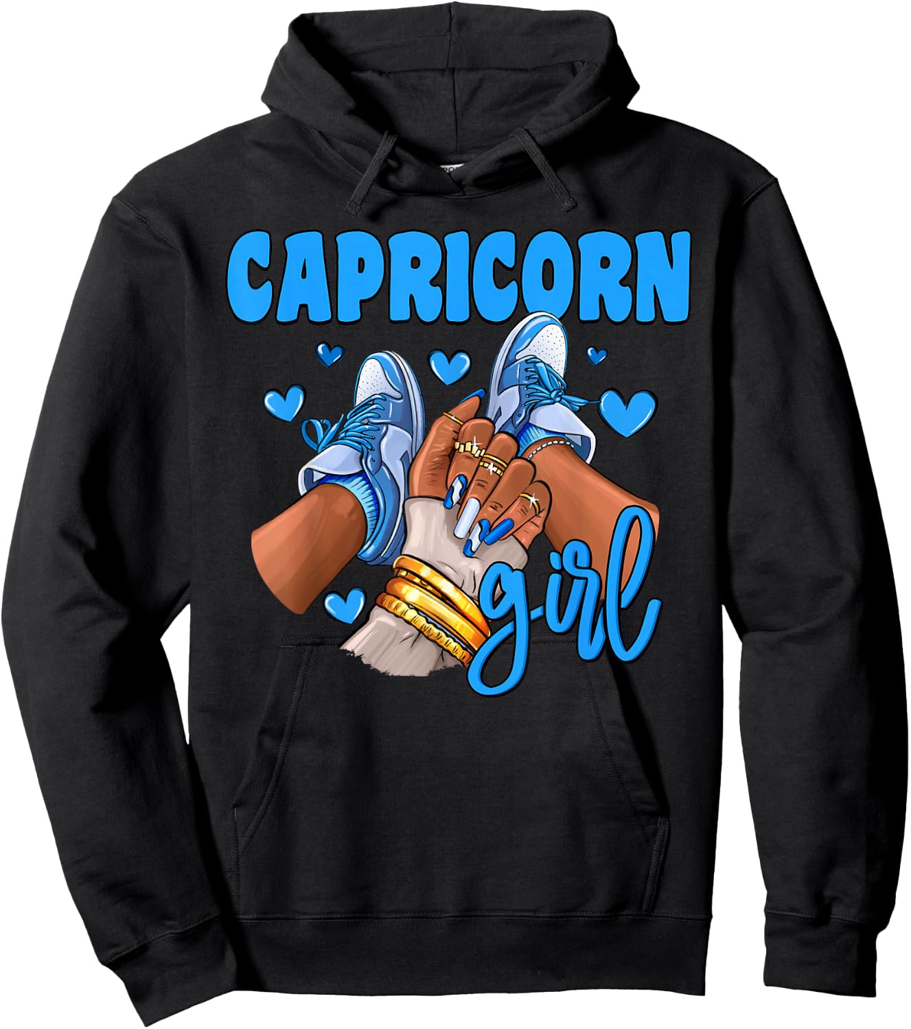Capricorn Girl Sneakers Astrology Zodiac Sign Black Women Hoodie - Hoodie | Black