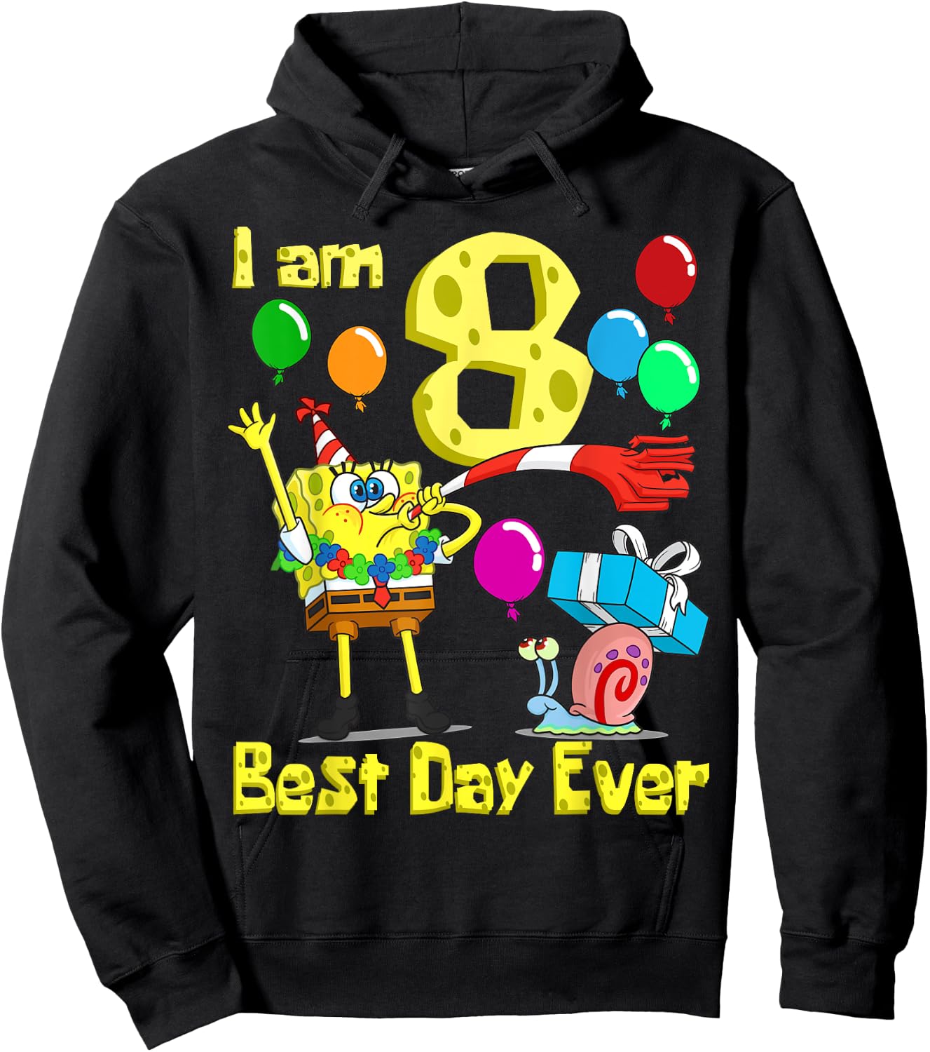 Mademark x SpongeBob SquarePants - SpongeBob I am 8 Years Old Birthday Party Hoodie - Hoodie | Black