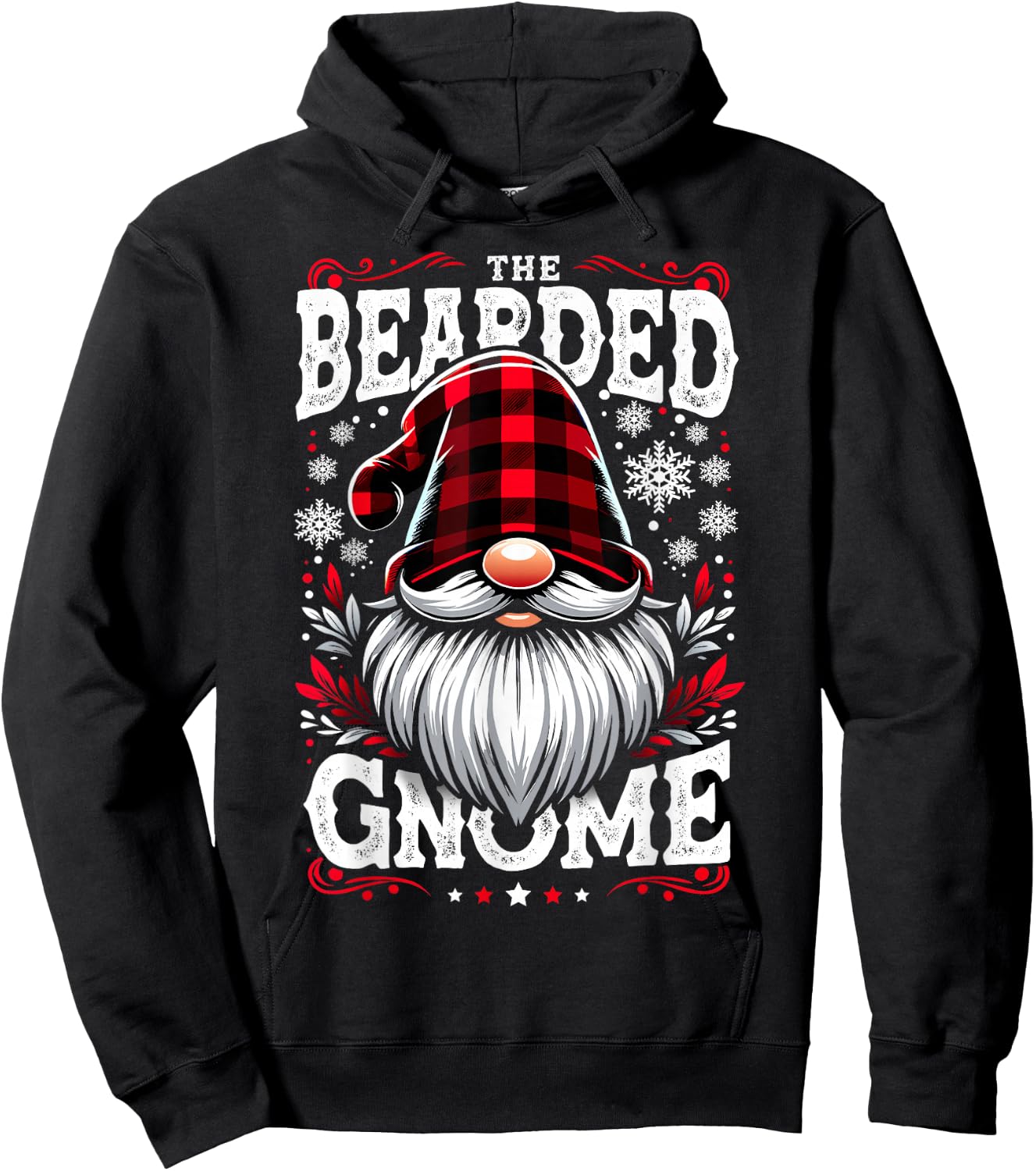 The Bearded Gnome Matching Family Christmas Pajama Hoodie - Hoodie | Black