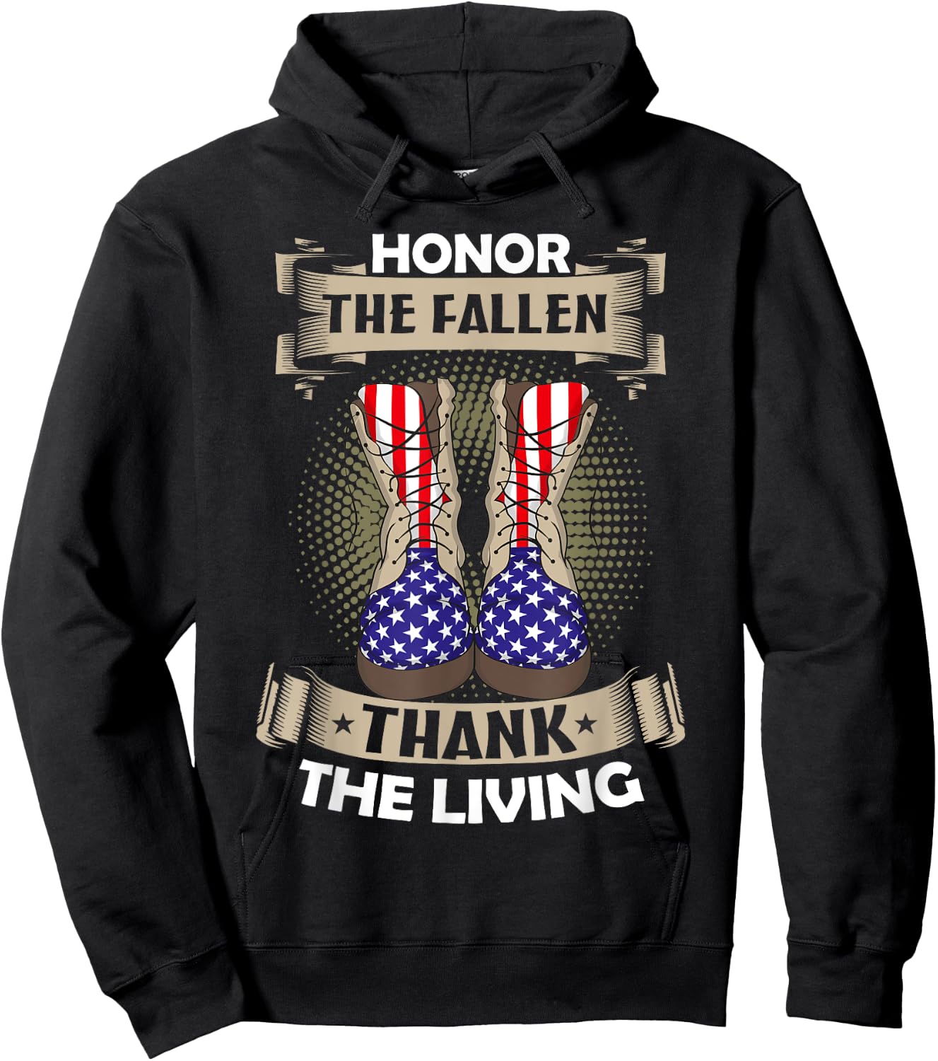 Honor The Fallen Thank The Living Memorial Day Veterans Hoodie - Hoodie | Black