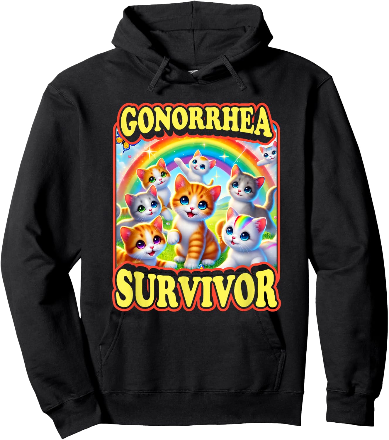 Gonorrhea Survivor Funny Dark Humor Existential Dread , Black, S Hoodie - Hoodie | Black