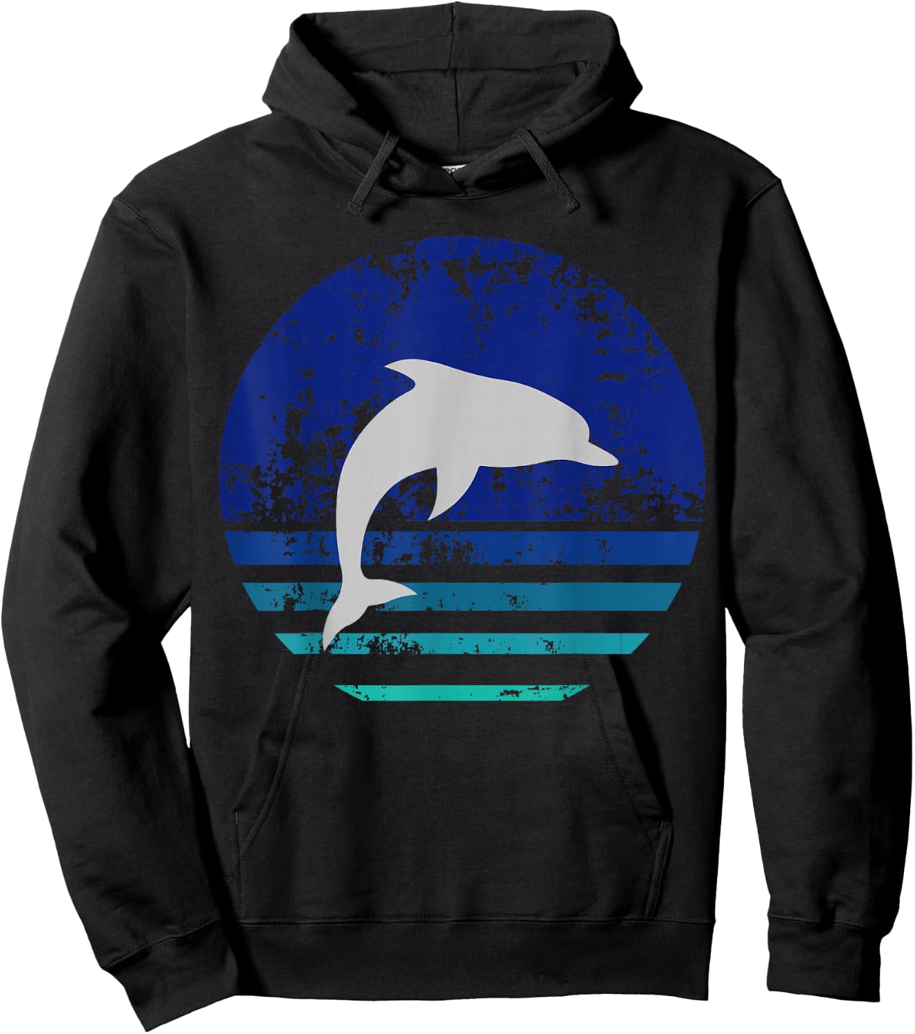 Vintage Retro Distressed Dolphin Gift Hoodie - Hoodie | Black