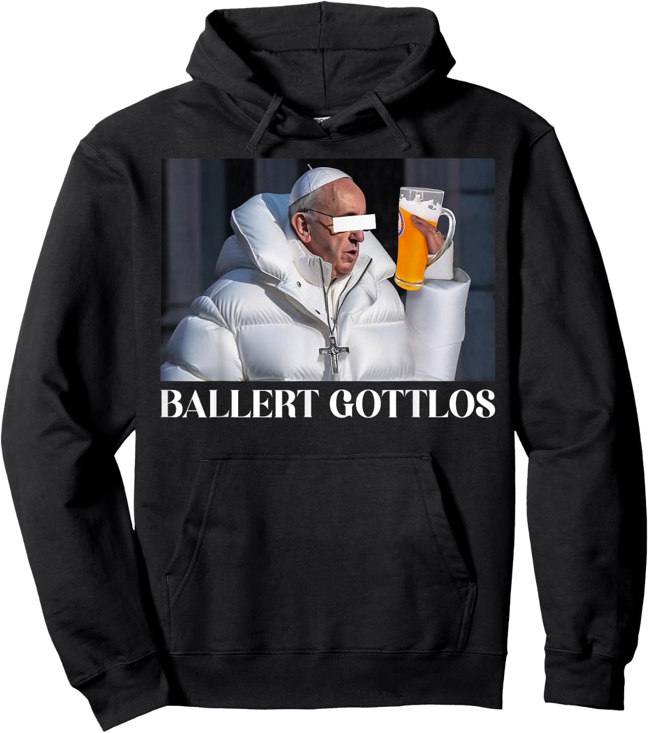 BALLERT GOTTLOS I THE POPE DRIP. FRANCIS mag Bier Beer Fun Hoodie - Hoodie | Black