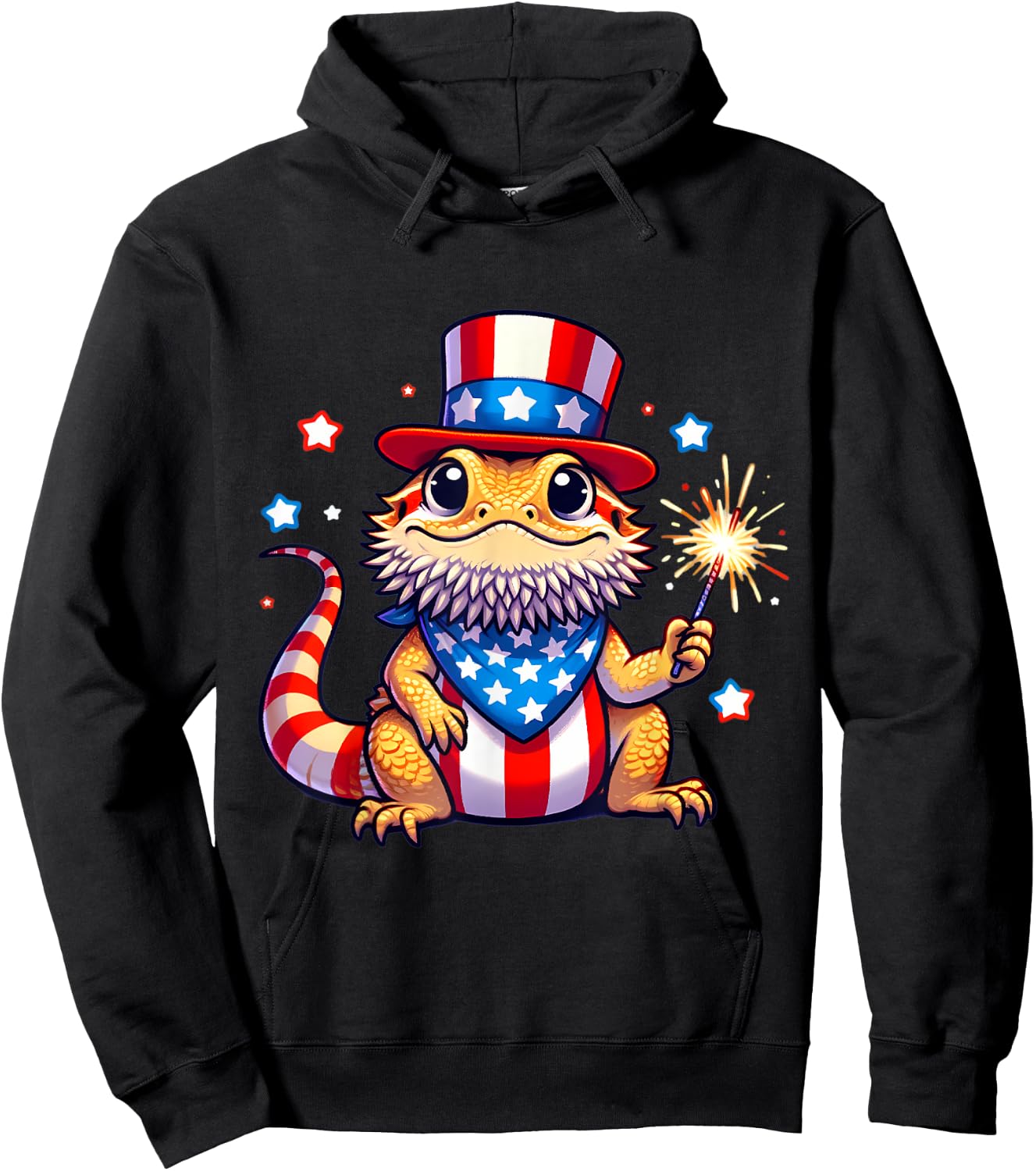 Bearded Dragon 4th of July Independence Day Men Women Kids Hoodie - Hoodie | Black