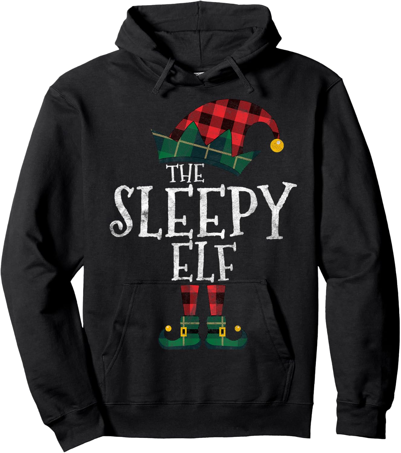 The Sleepy Elf Matching Family Group Gift Funny Christmas Hoodie - Hoodie | Black
