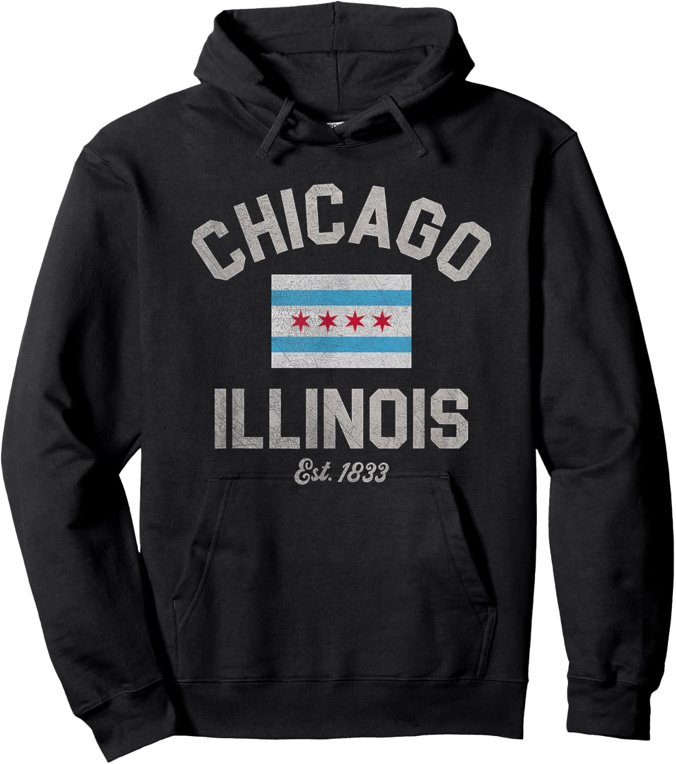 Vintage Chicago Illinois Est. 1833 Vintage Hoodie - Hoodie | Black
