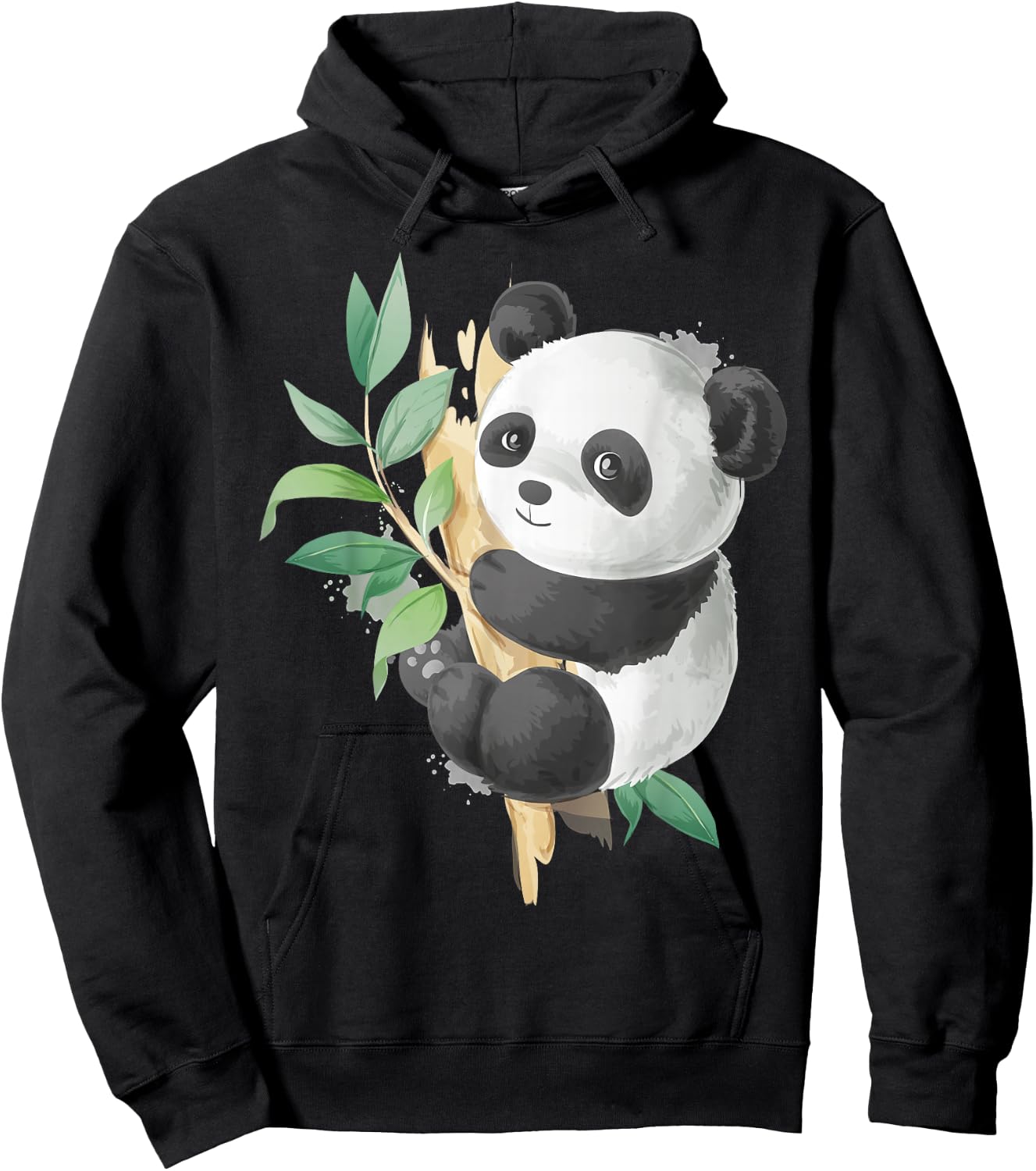 Cute Panda Lovers Kawaii Asian Bears Gifts DAIMMER Watercolor Panda - -Adults, Kids - Black - Short Sleeve - Small - Classic Fit - Cotton, Cotton Blend Hoodie - Hoodie | Black