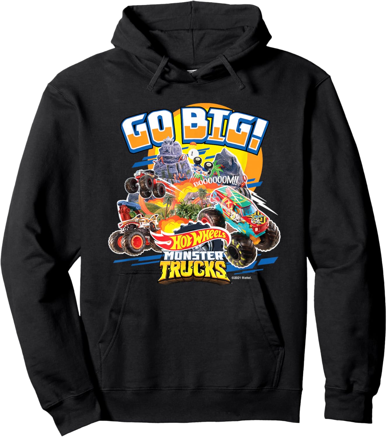 Hot Wheels Monster Trucks Get Big , black Hoodie - Hoodie | Black