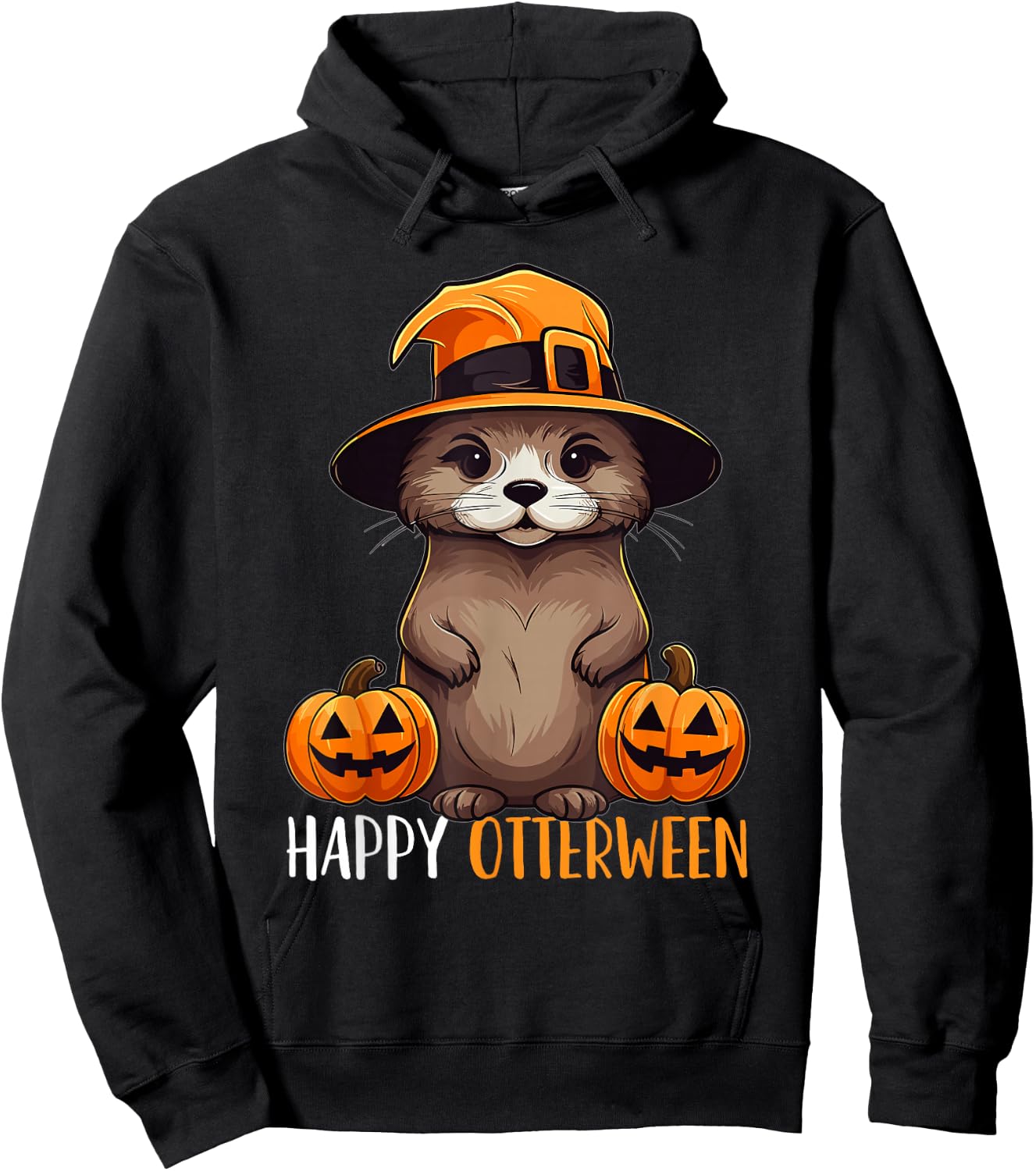Happy Otterween Witch Sea Otter Pumpkin Halloween Costume Hoodie - Hoodie | Black